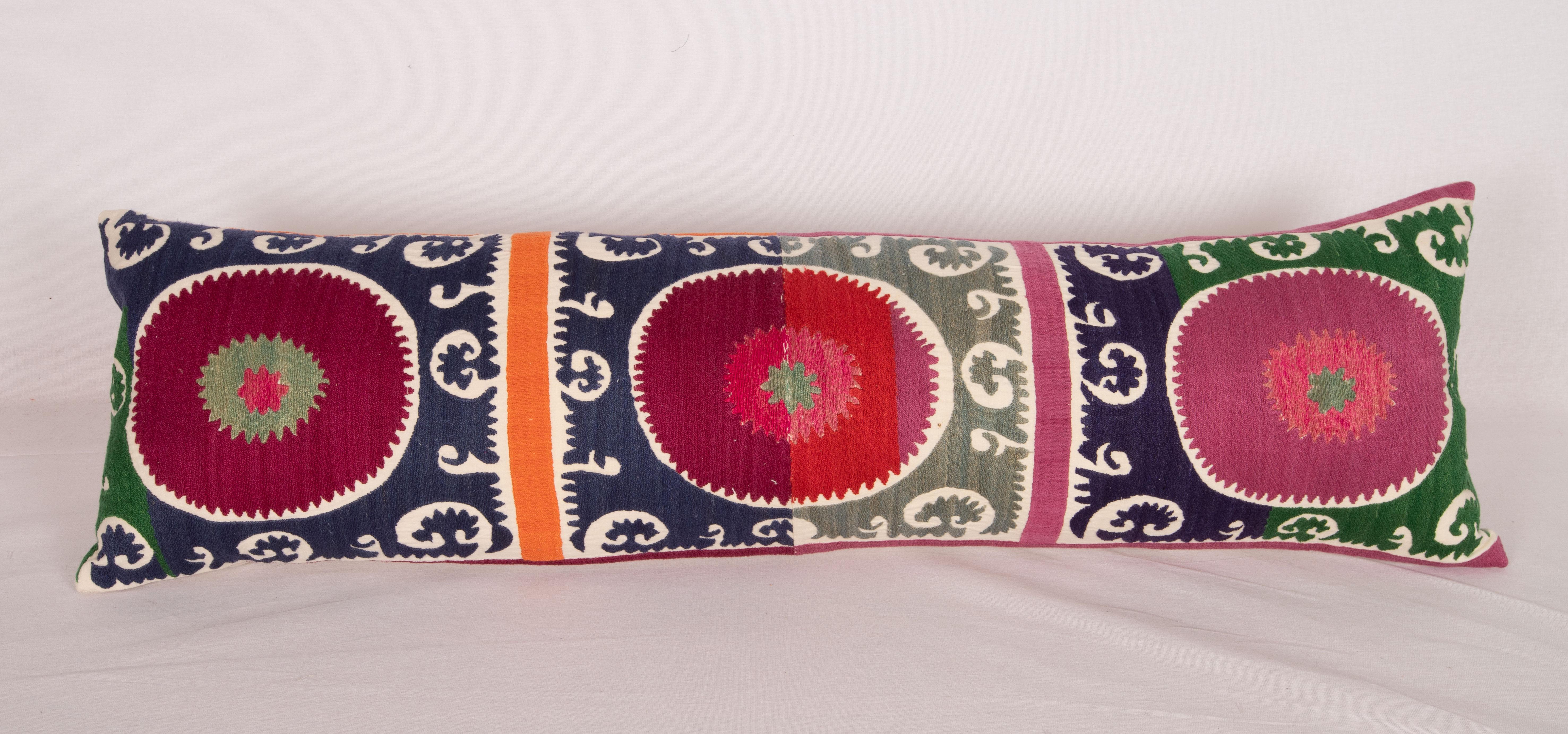 Embroidered Suzani Body Pillow Case, Uzbekistan, 1970s
