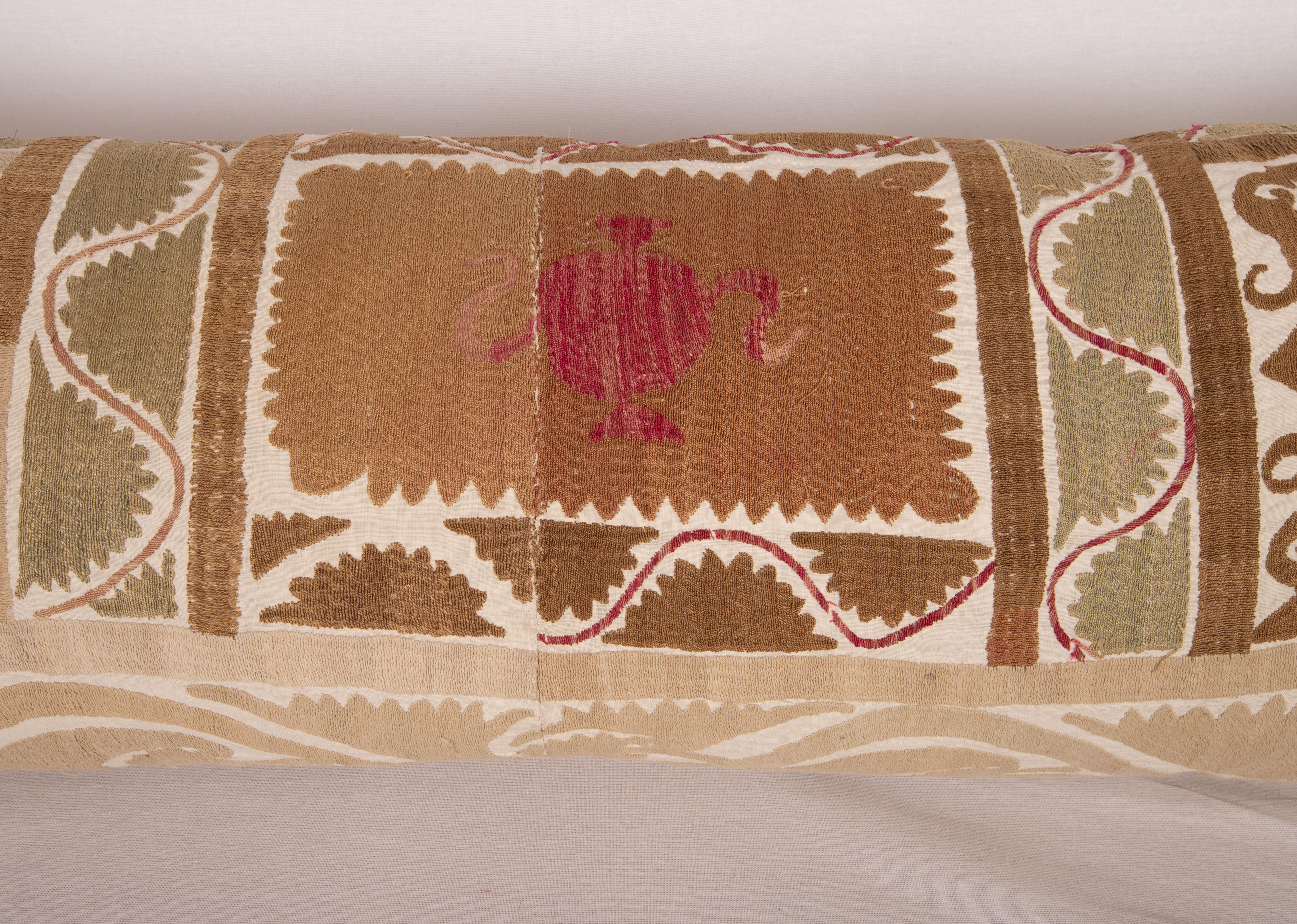 Embroidered Suzani Body Pillow Case, Uzbekistan, 1970s For Sale