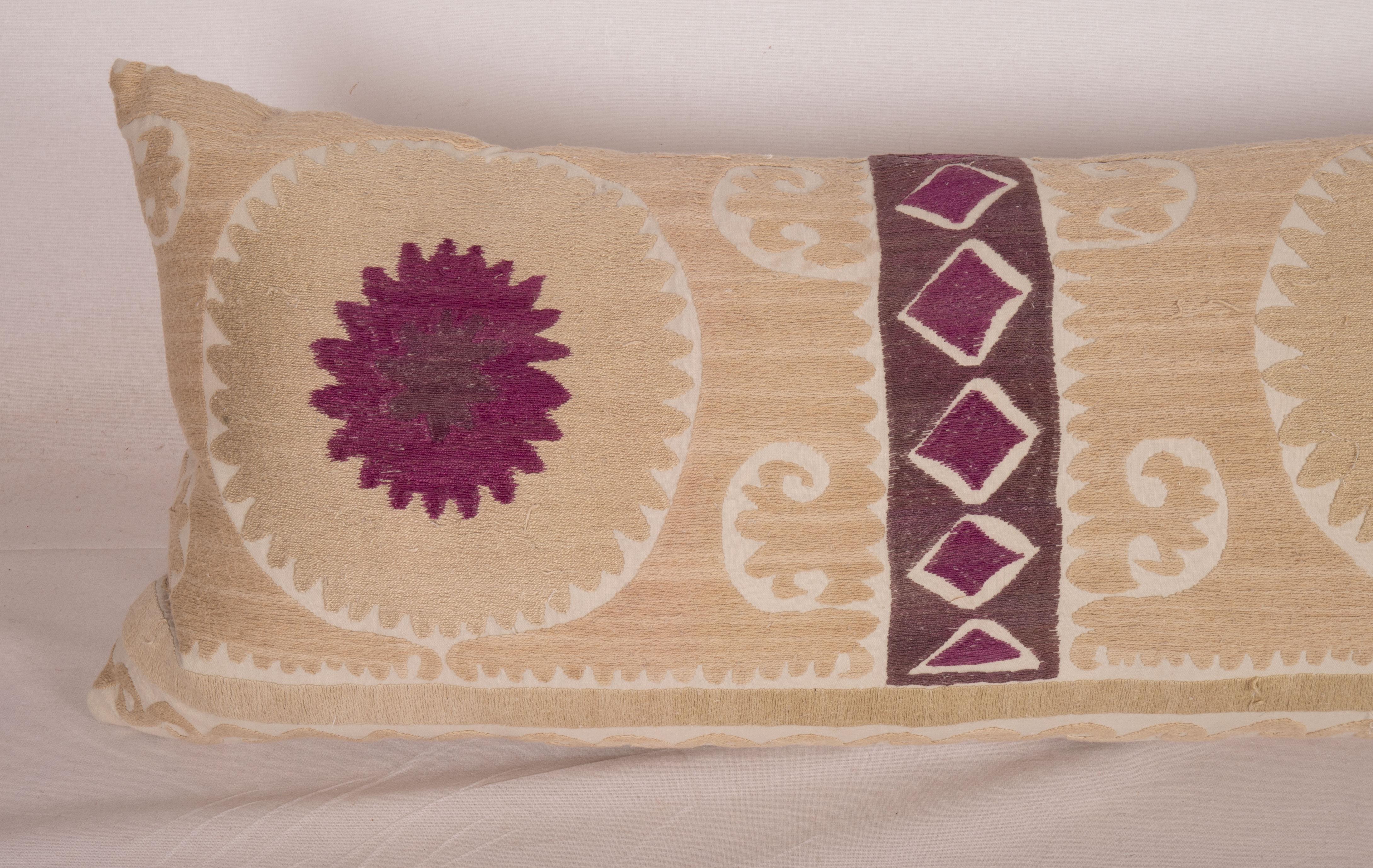 Embroidered Suzani Body Pillow, Uzbekistan, Mid-20th C. For Sale