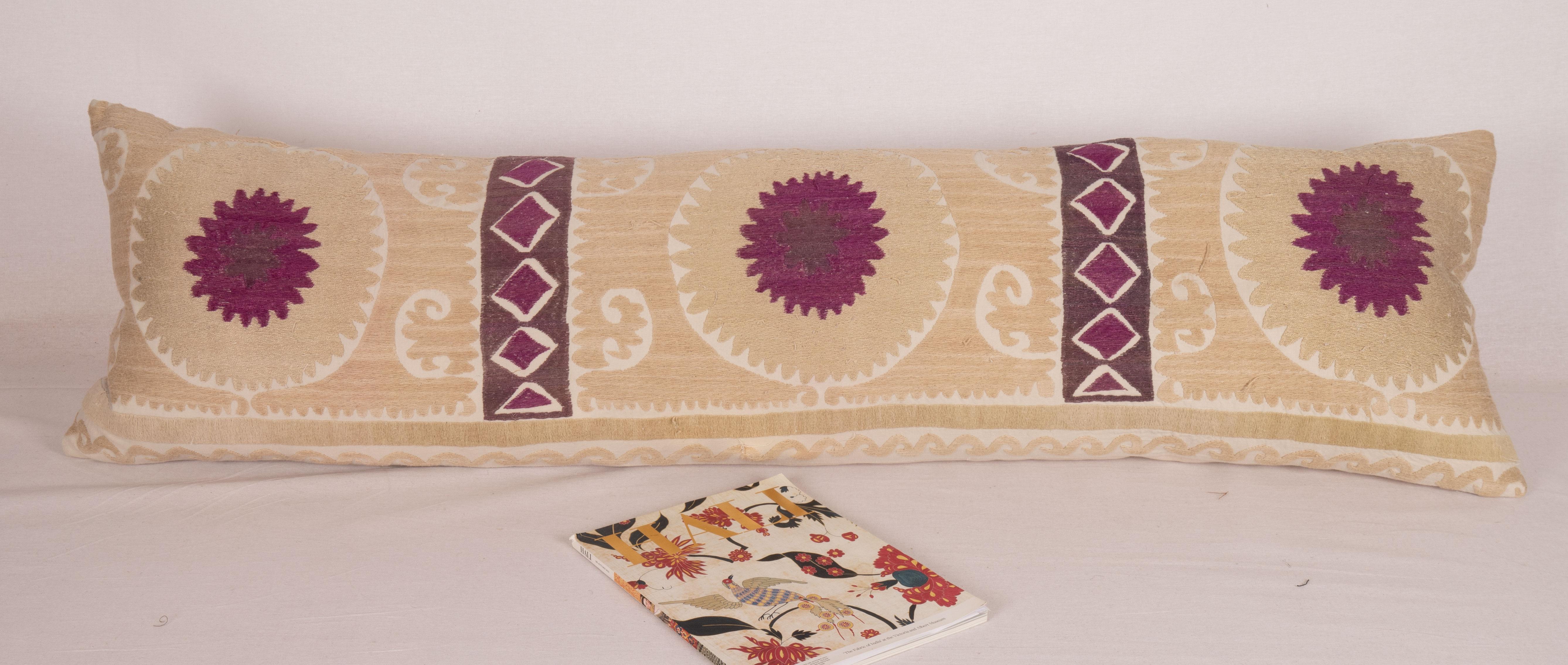 Cotton Suzani Body Pillow, Uzbekistan, Mid-20th C. For Sale