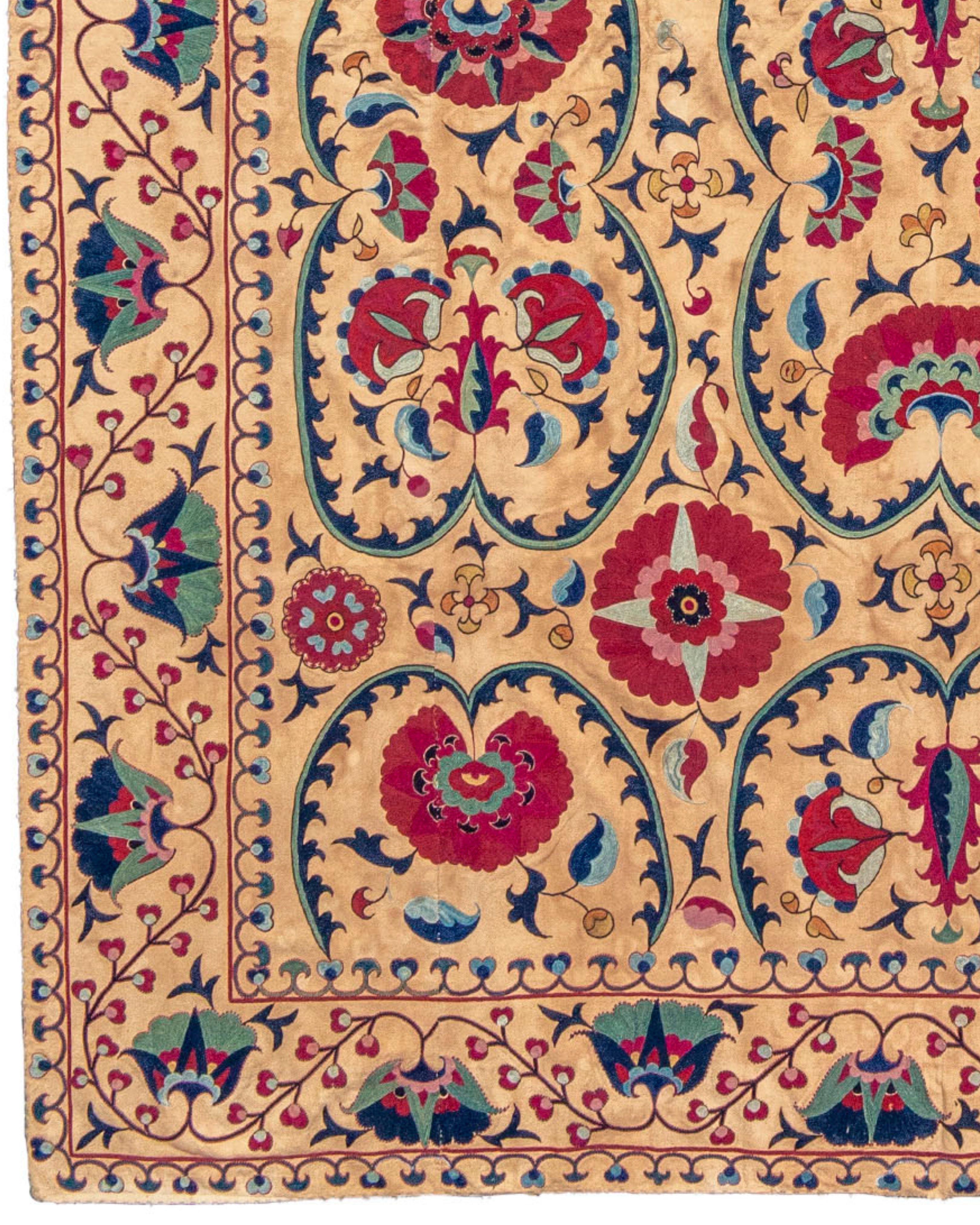 Uzbek Antique Suzani Embroidered Cover, 19th Century For Sale