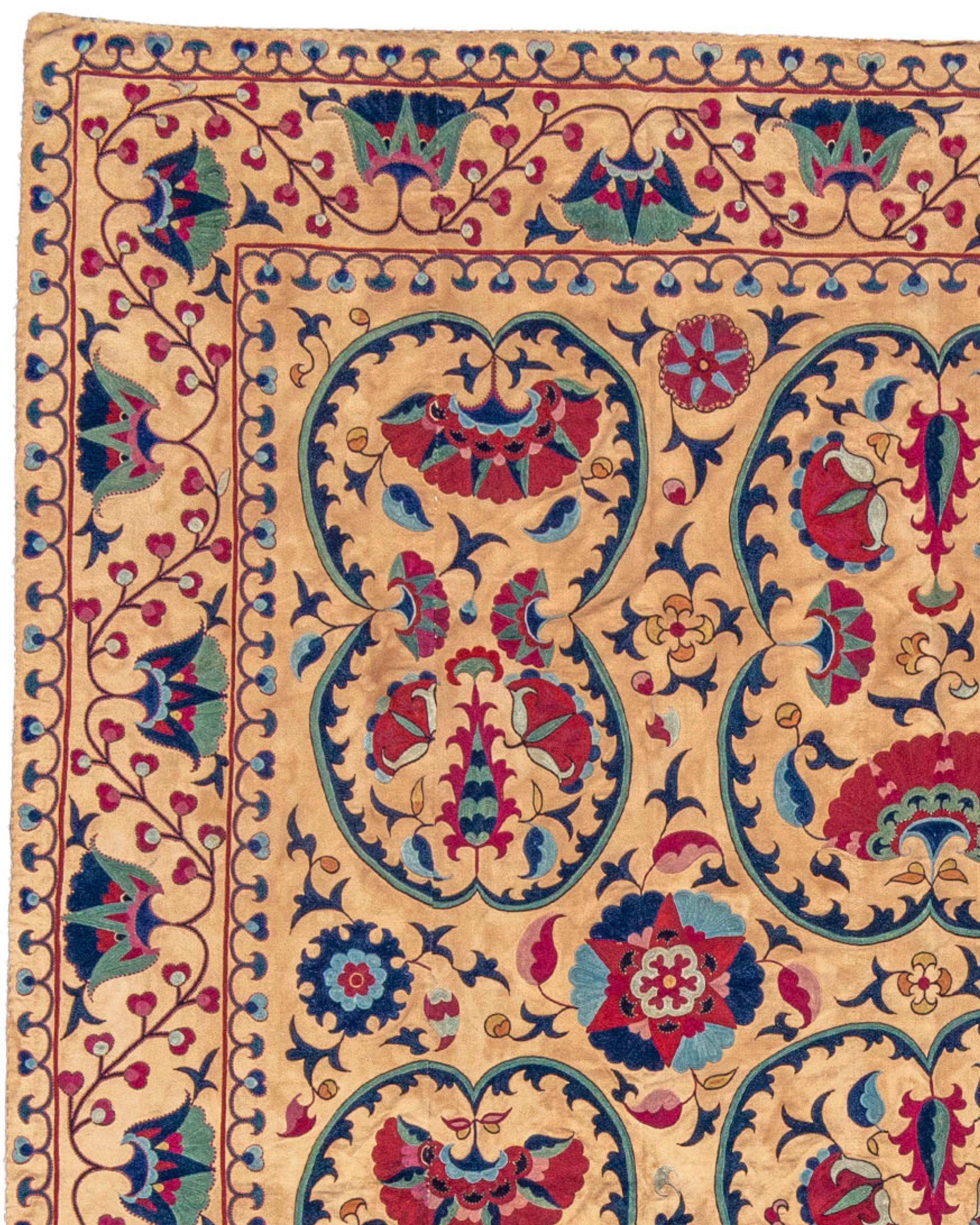Hand-Knotted Antique Suzani Embroidered Cover, 19th Century For Sale