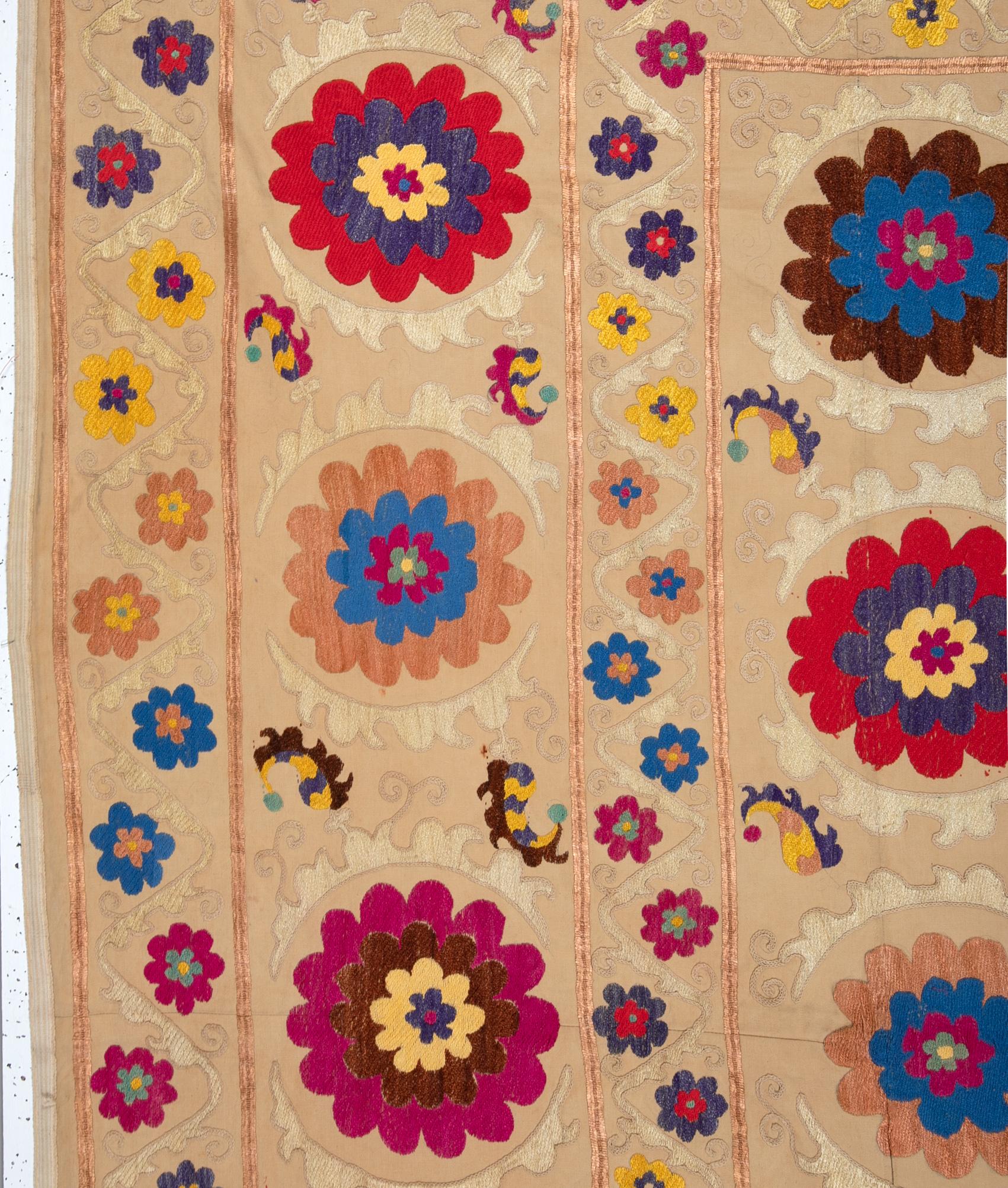 Silk Suzani from Bukhara, Uzbekistan, Central Asia, 1970s For Sale