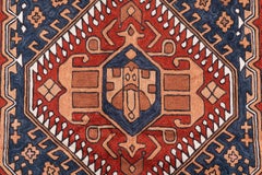 Vintage Suzani Rug from Central Asia - Geometric and Floral Motifs