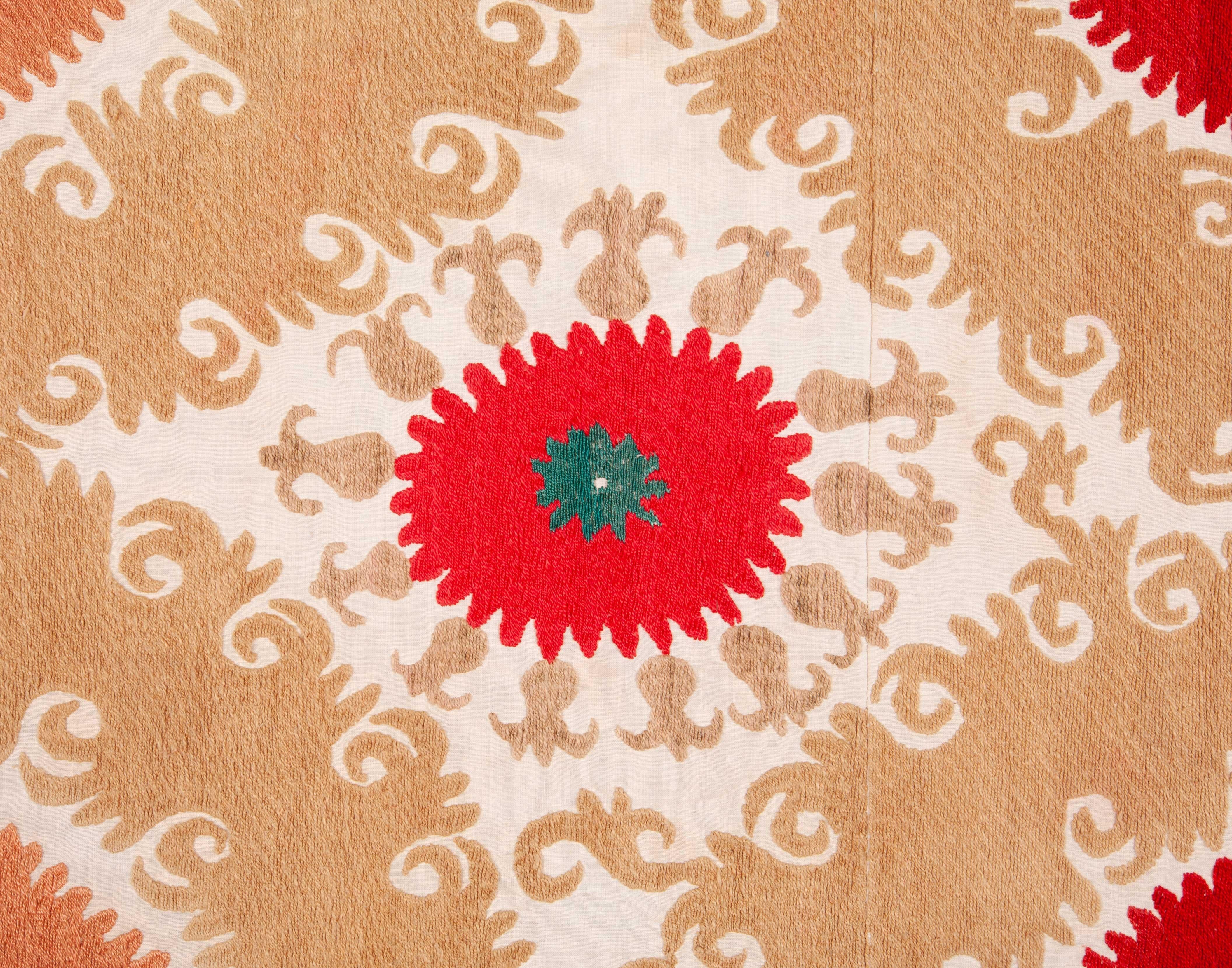 Cotton Suzani from Samarkand Uzbekistan, Mid-20th Century For Sale