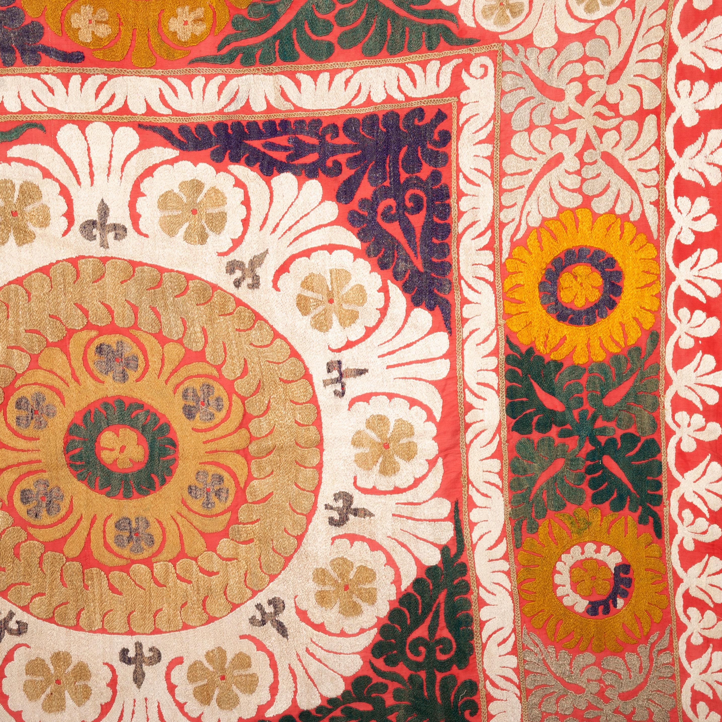 Embroidered Suzani from Tacikistan, Central Asia, 1970s-1980s