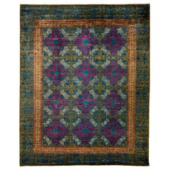 Suzani Handgeknüpfter Teppich aus birnenförmiger neuseeländischer Wolle