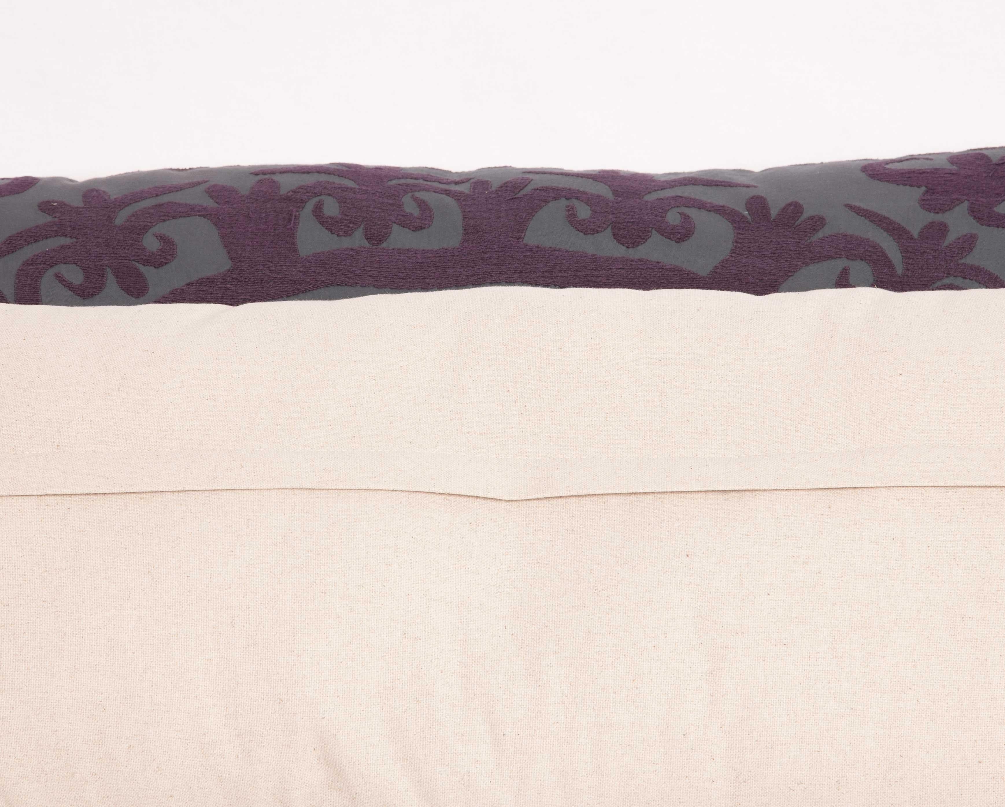 Suzani Lumbar Pillow Cases Fashioned from a Vintage Over Dyed Suzani For Sale 1