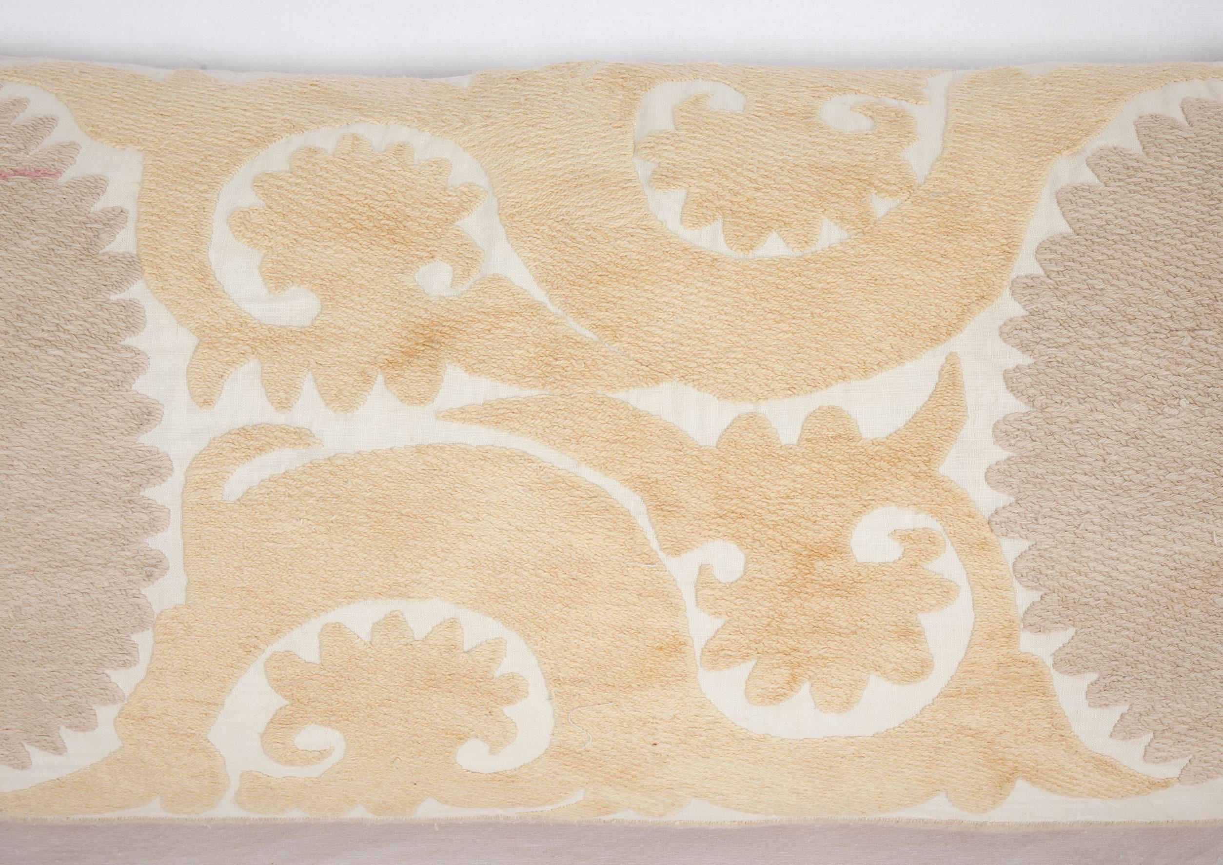 Suzani Lumbar Pillow Case Fashioned from a Mid-20th Century Uzbek Suzani In Good Condition In Istanbul, TR