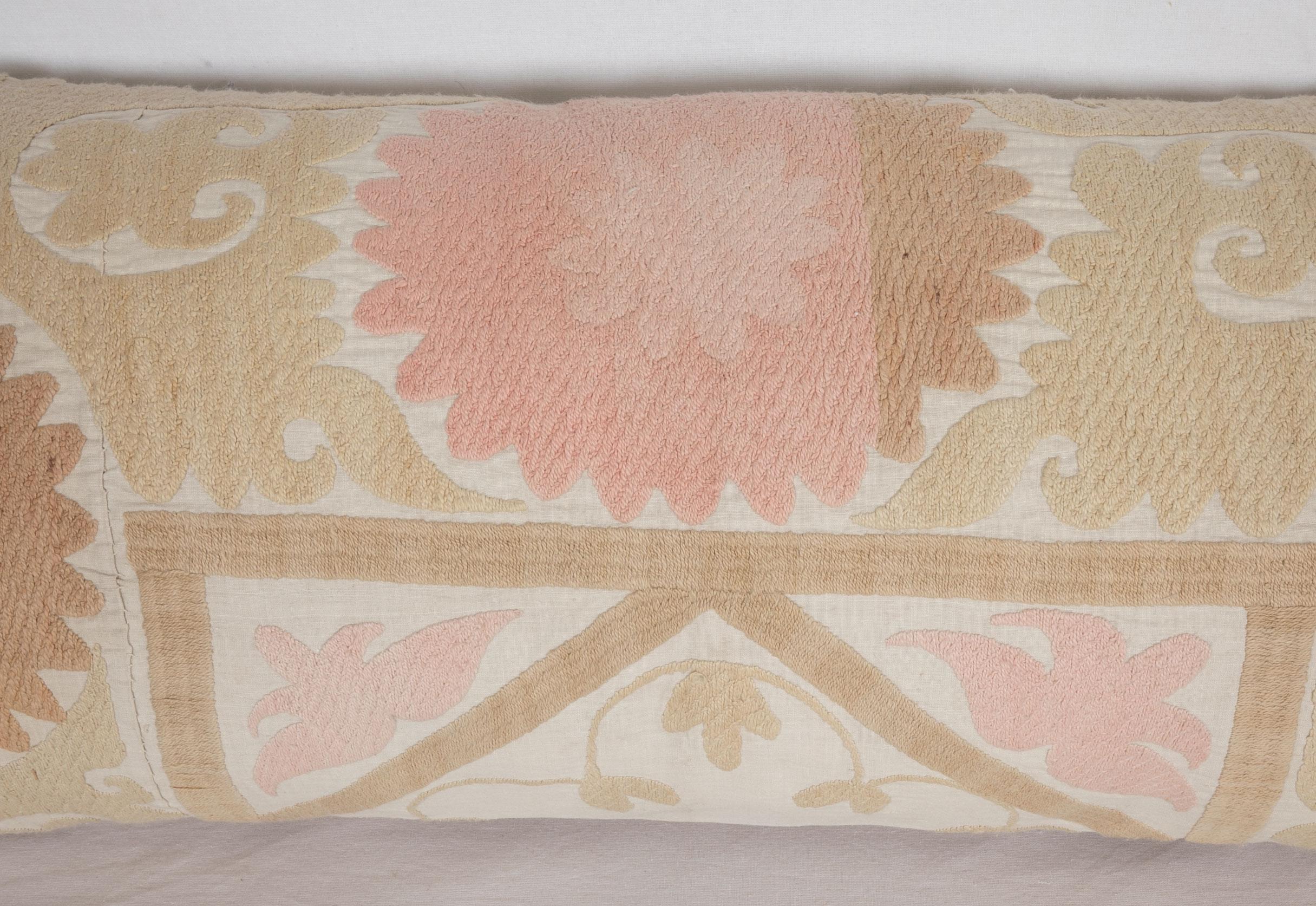 Cotton Suzani Lumbar Pillow Case Fashioned from a Mid-20th Century Uzbek Suzani For Sale