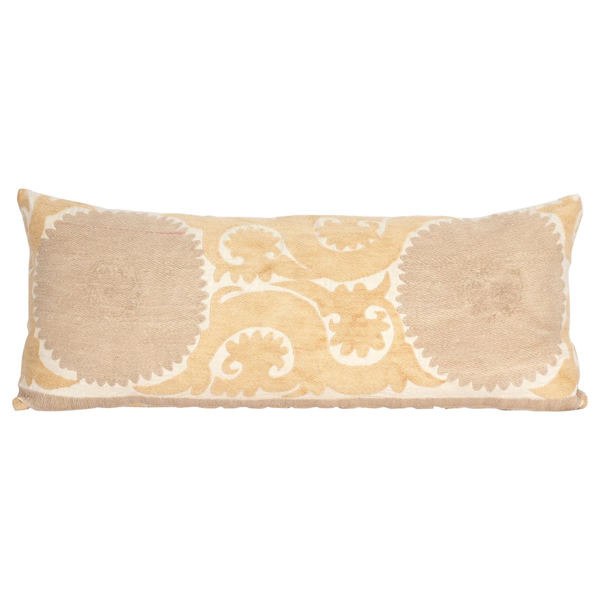 Suzani Lumbar Pillow Case Fashioned from a Mid-20th Century Uzbek Suzani
