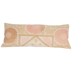 Retro Suzani Lumbar Pillow Case Fashioned from a Mid-20th Century Uzbek Suzani