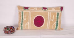 Suzani Lumbar Pillow Case Fashioned from a Samarkand Suzani, Mid-20th Century