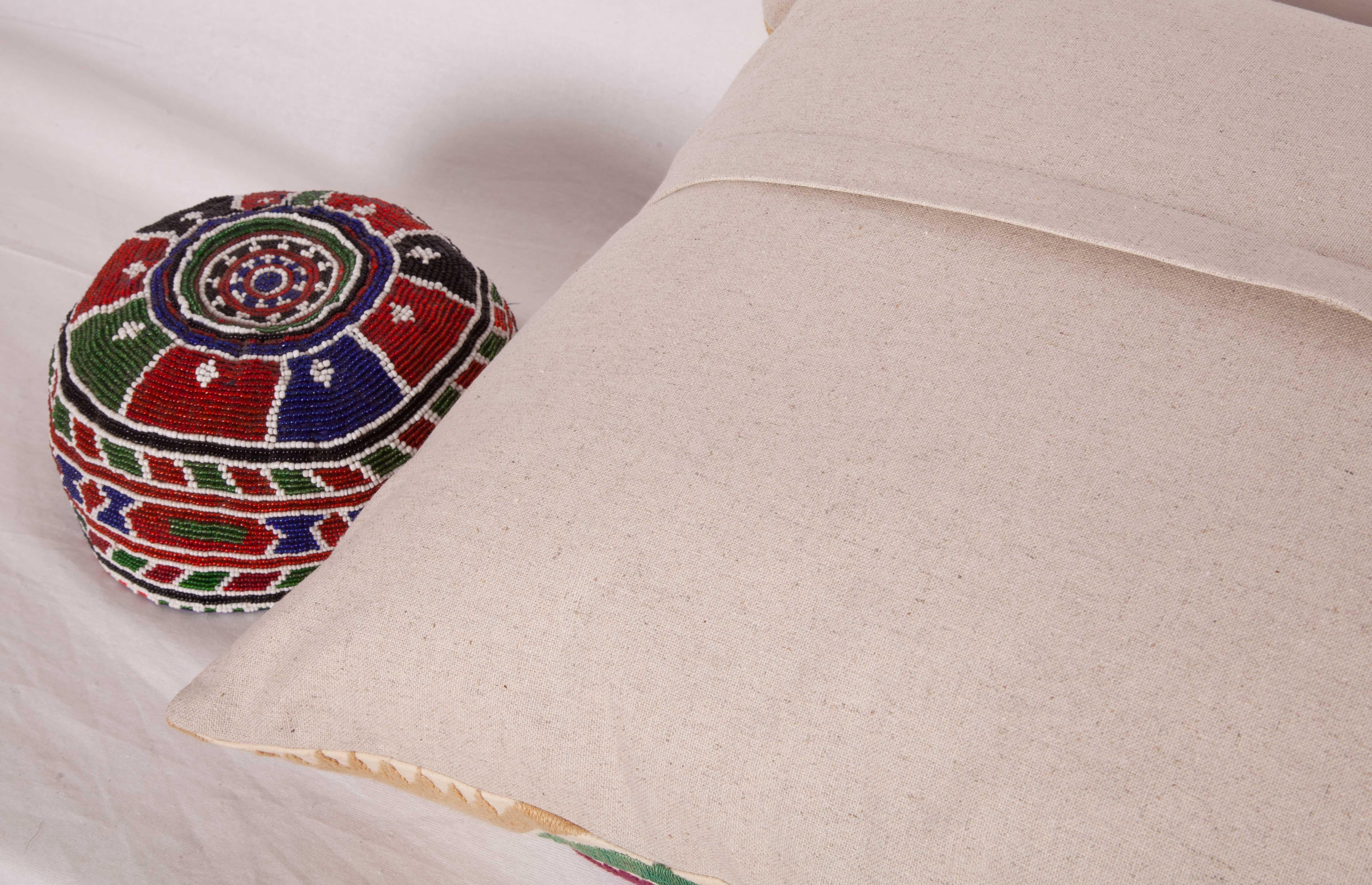 Cotton Suzani Lumbar Pillow Case Fashioned from a Samarkand Suzani, Mid-20th Century For Sale