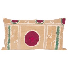 Retro Suzani Lumbar Pillow Case Fashioned from a Samarkand Suzani, Mid-20th Century