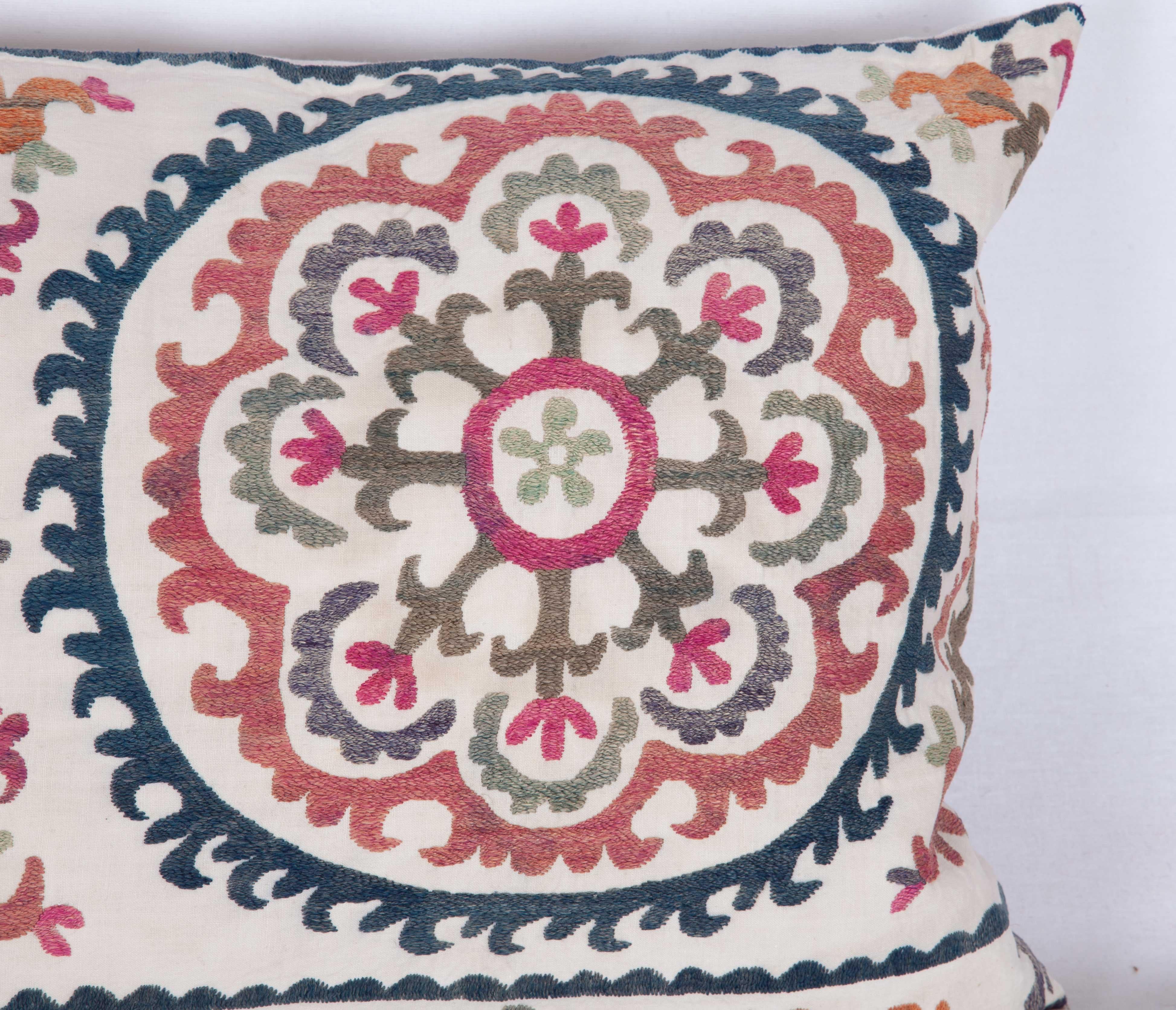 Embroidered Suzani Lumbar Pillow Case Fashioned from a Vintage Suzani