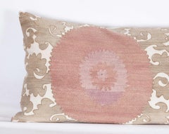 Suzani Lumbar Pillow Case Made from a Vintage Uzbek Suzani, Early 20th Century