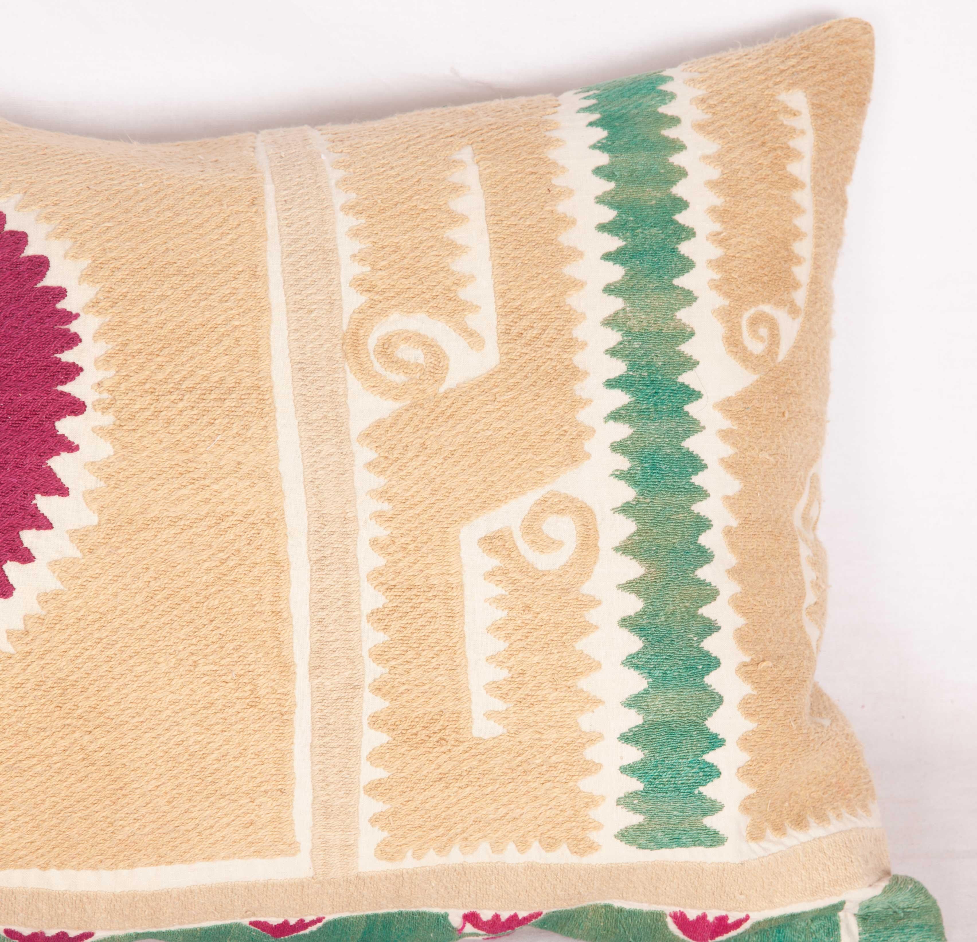 Suzani Lumbar Pillow Case Made from a Vintage Uzbek Suzani, Mid-20th Century In Good Condition In Istanbul, TR