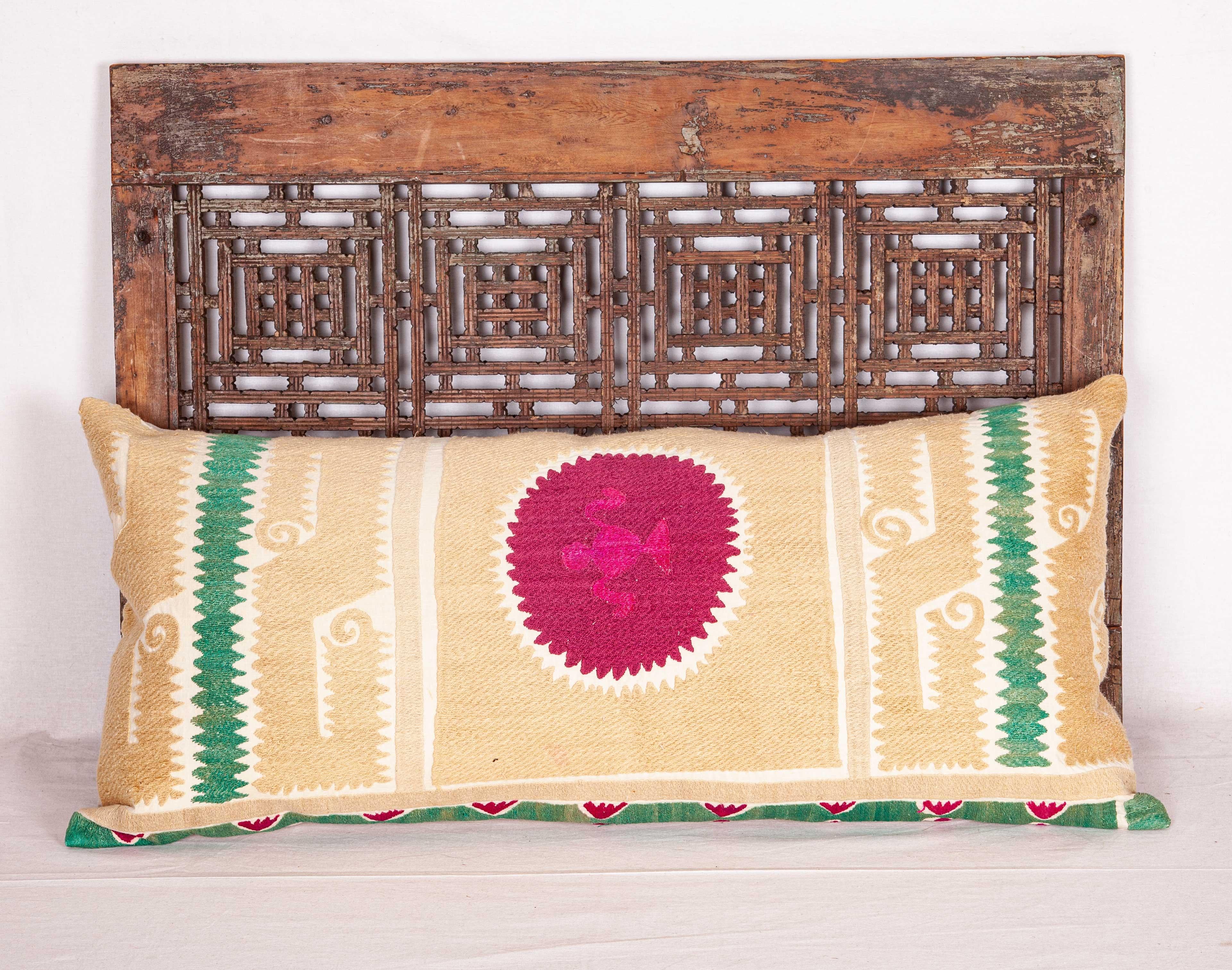 Suzani Lumbar Pillow Case Made from a Vintage Uzbek Suzani, Mid-20th Century 2