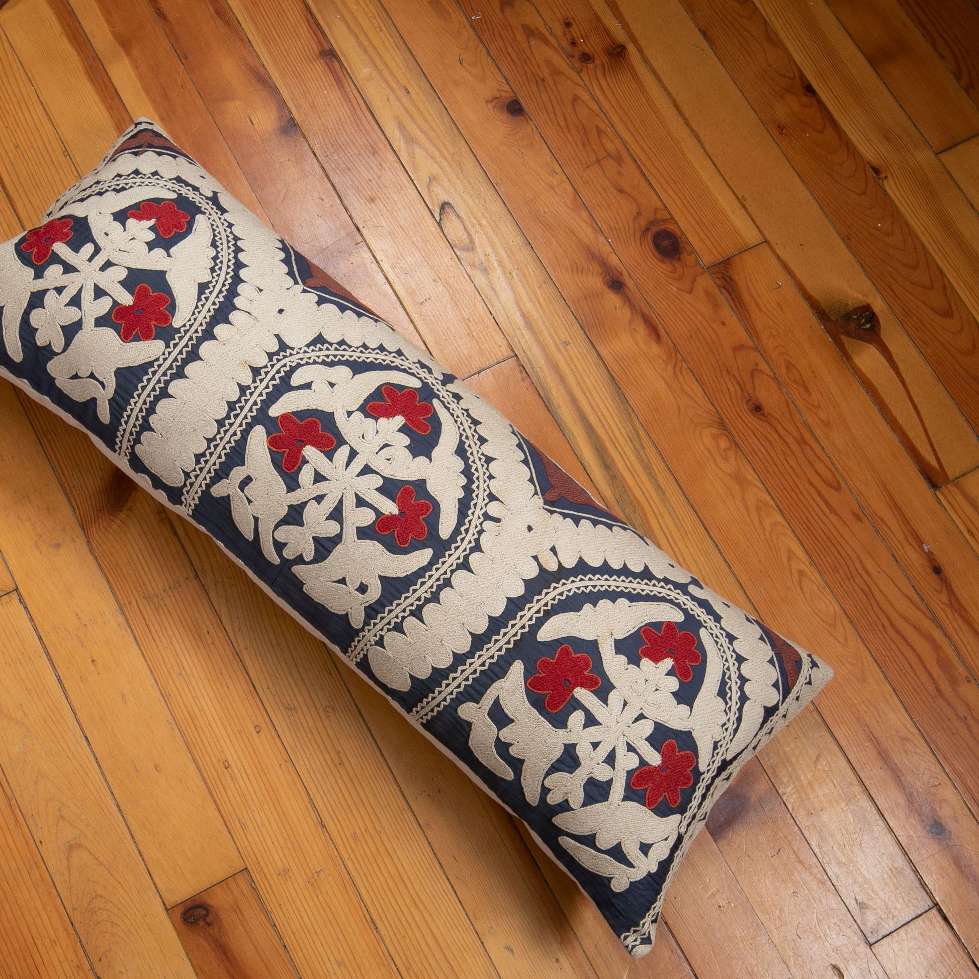 Suzani Lumbar Pillow Case Made from a Vintage Uzbek Suzani, Mid-20th Century 2