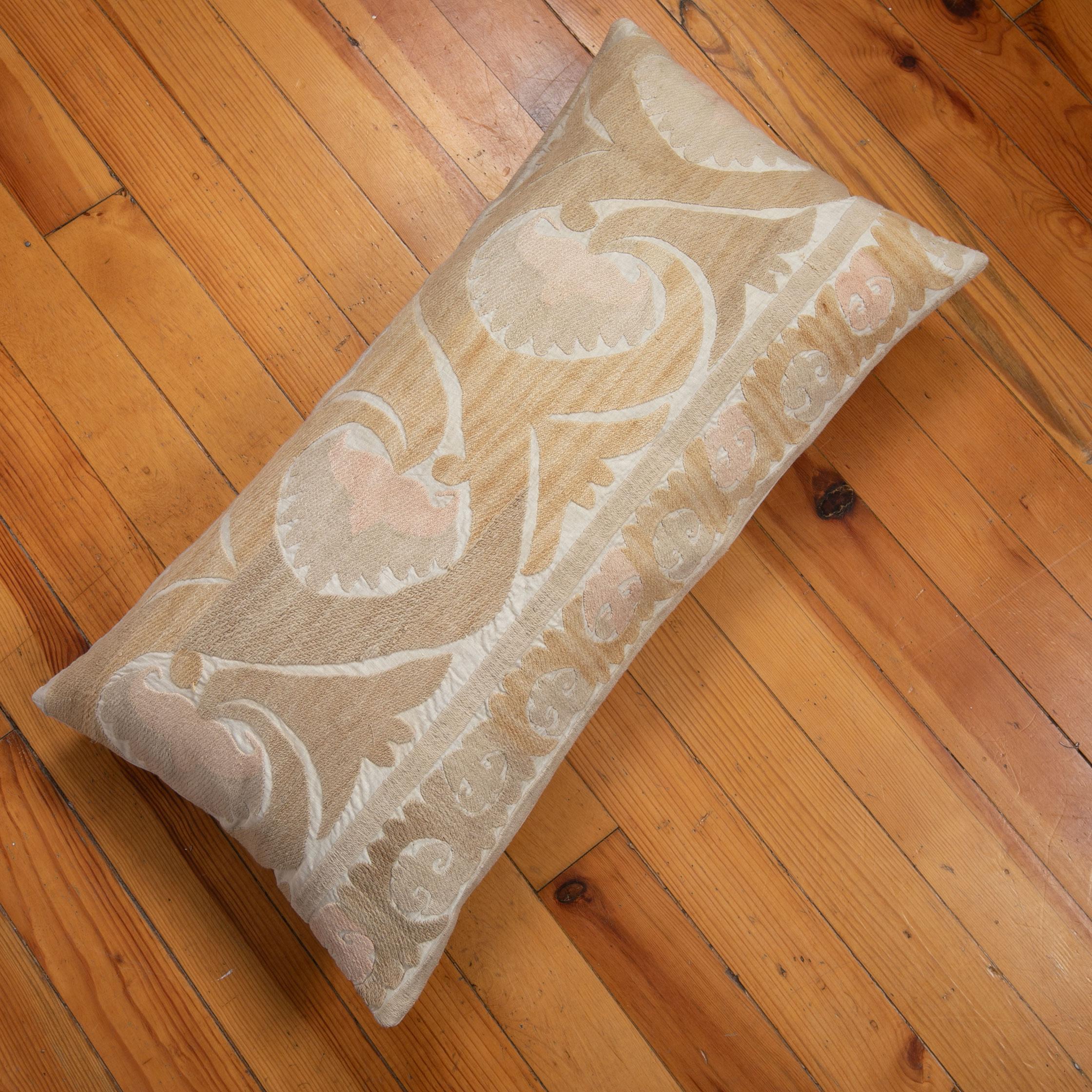 Suzani Lumbar Pillow Case Made from a Vintage Uzbek Suzani, Mid-20th Century For Sale 3