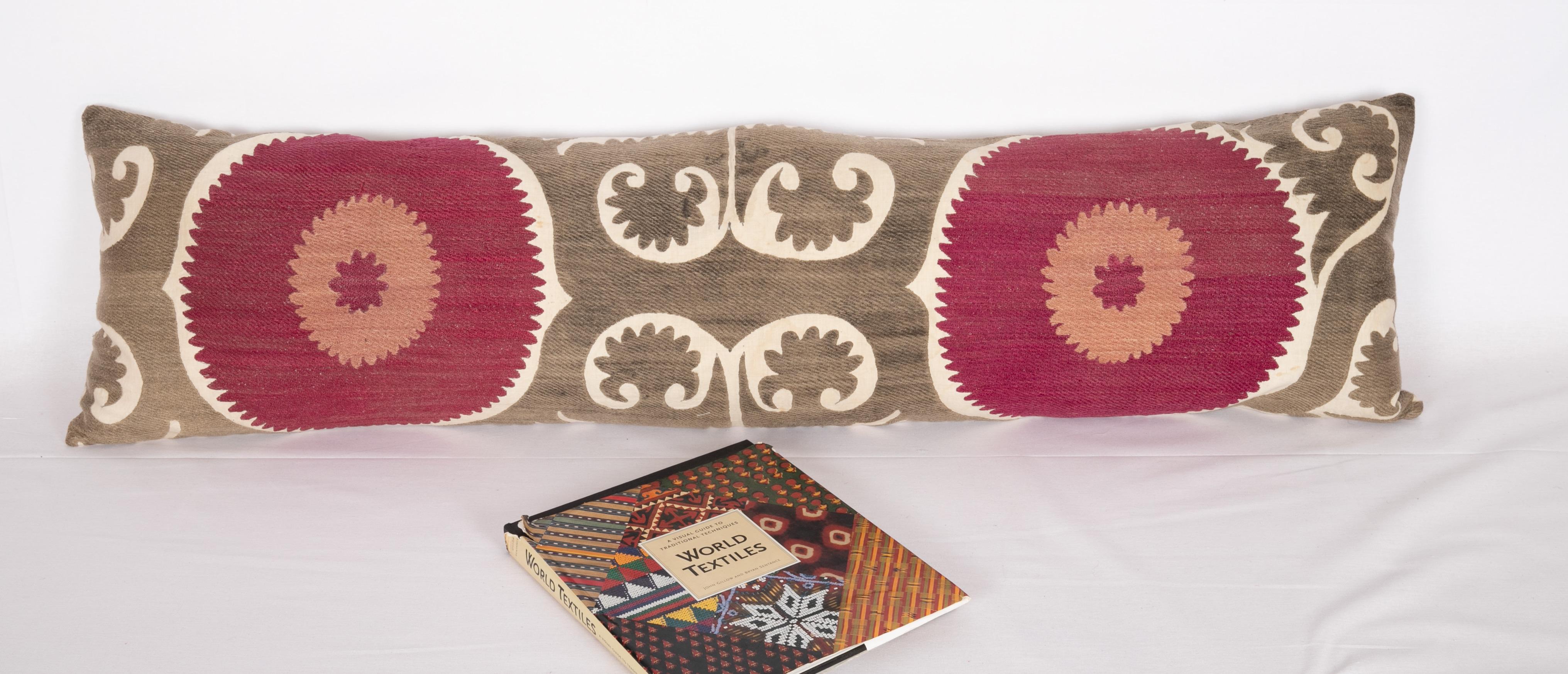 Uzbek Suzani Lumbar Pillow Case Made from an Early 20th Century Samarkand Suzani