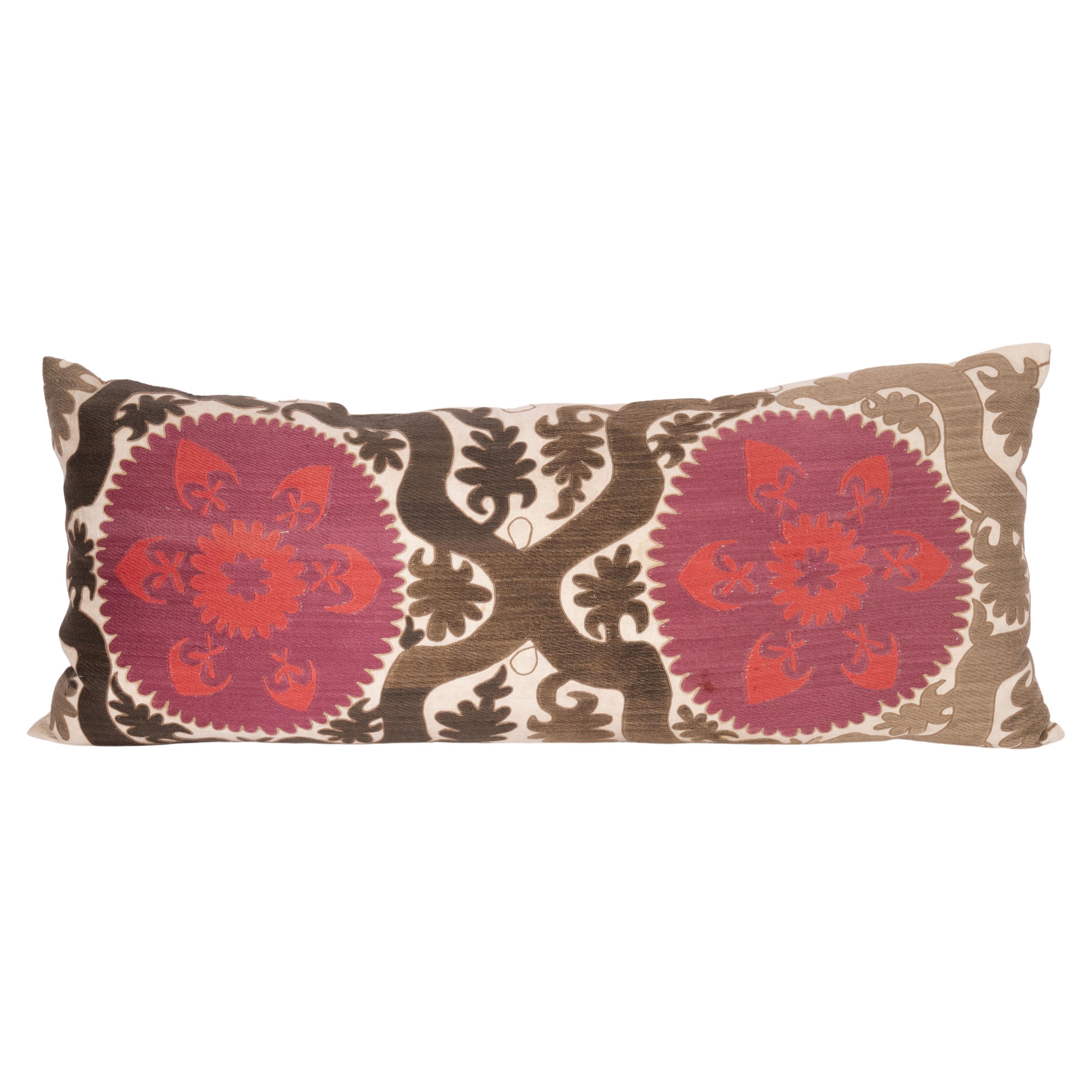Suzani Lumbar Pillow Case Made from an Early 20th Century Samarkand