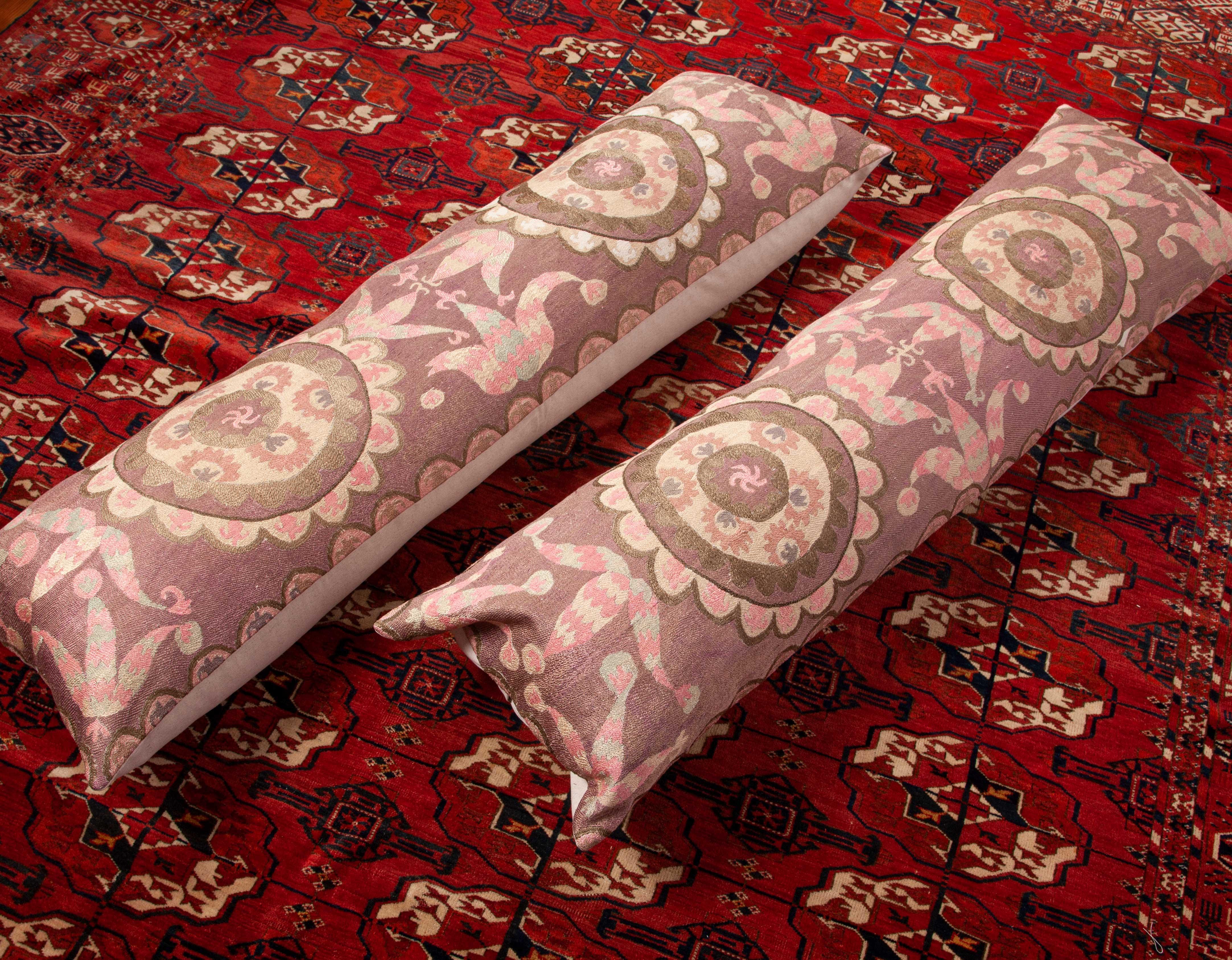 Suzani Lumbar Pillow Cases Fashioned from All-Over Embroidered Tashket Suzani 5