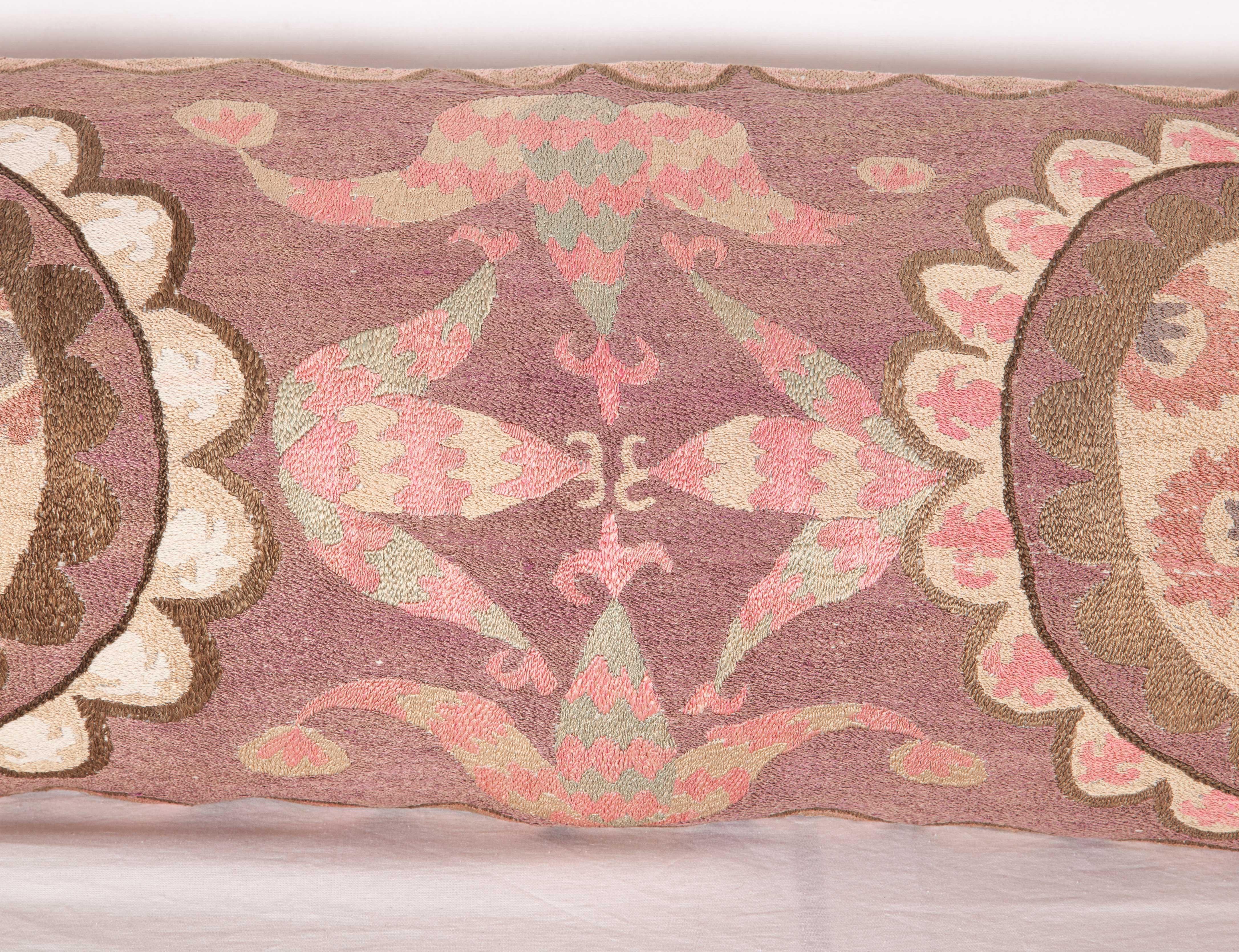 20th Century Suzani Lumbar Pillow Cases Fashioned from All-Over Embroidered Tashket Suzani
