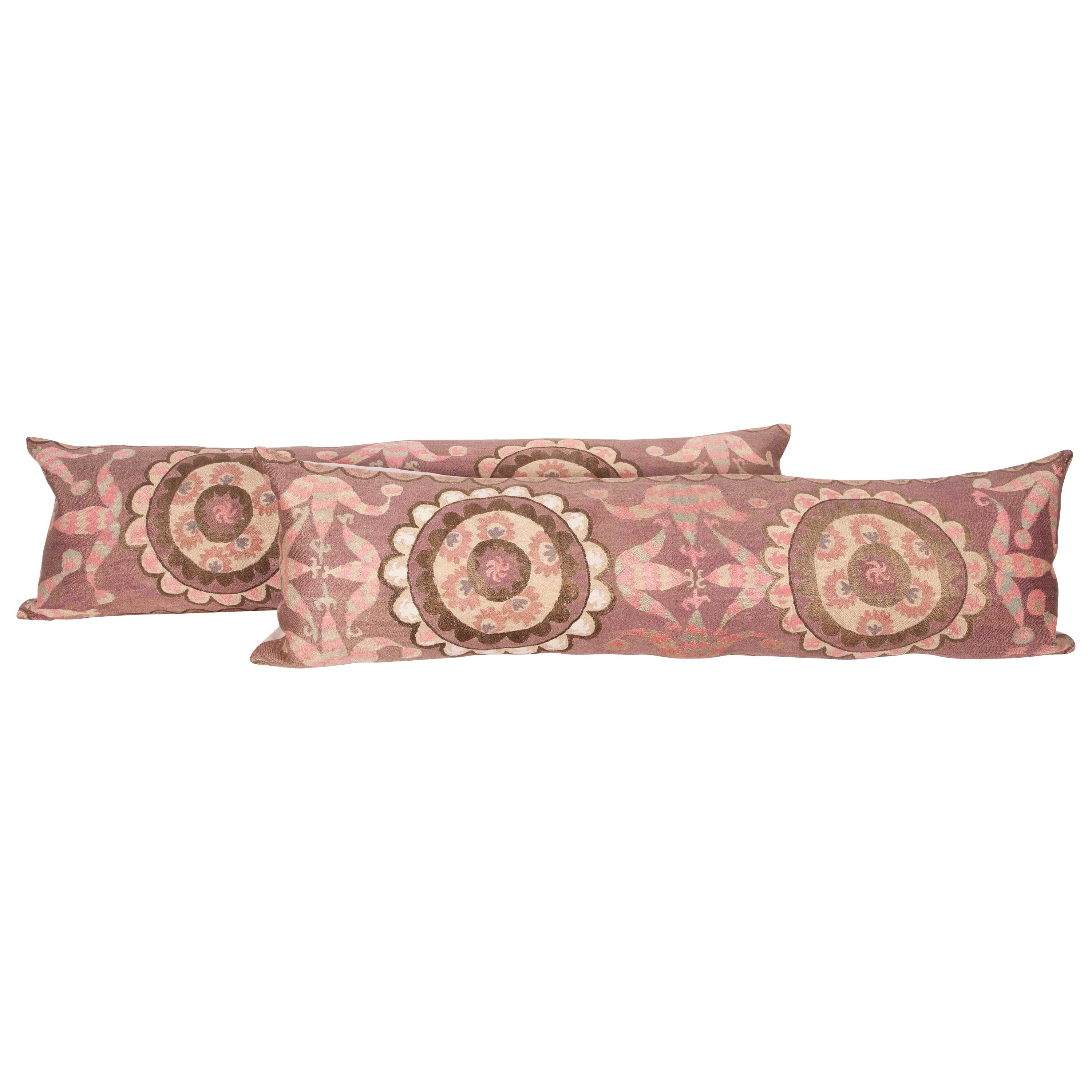 Suzani Lumbar Pillow Cases Fashioned from All-Over Embroidered Tashket Suzani
