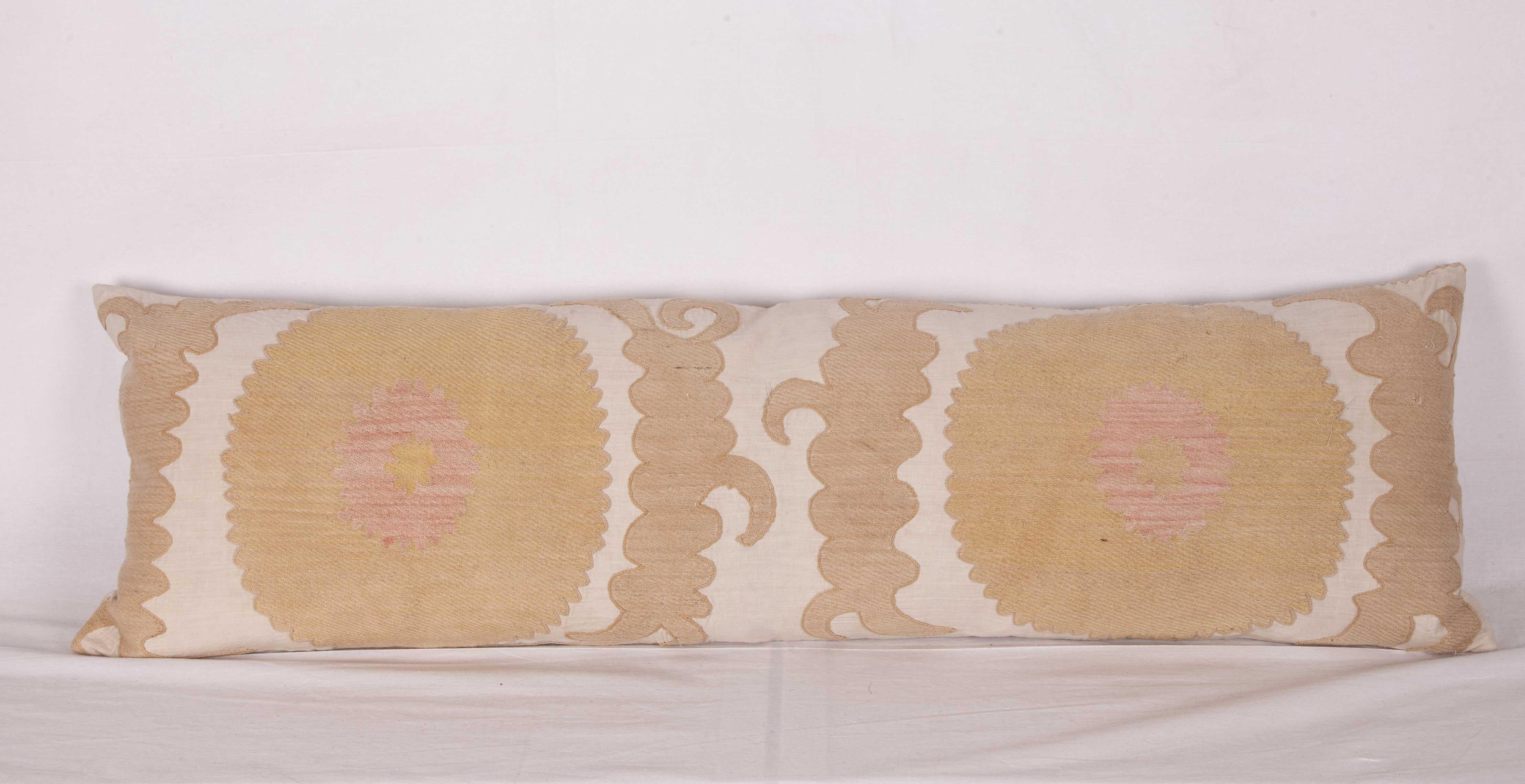 Suzani Lumbar Pillow Cases Made from a Neutral Uzbek Suzani, Mid-20th Century 2