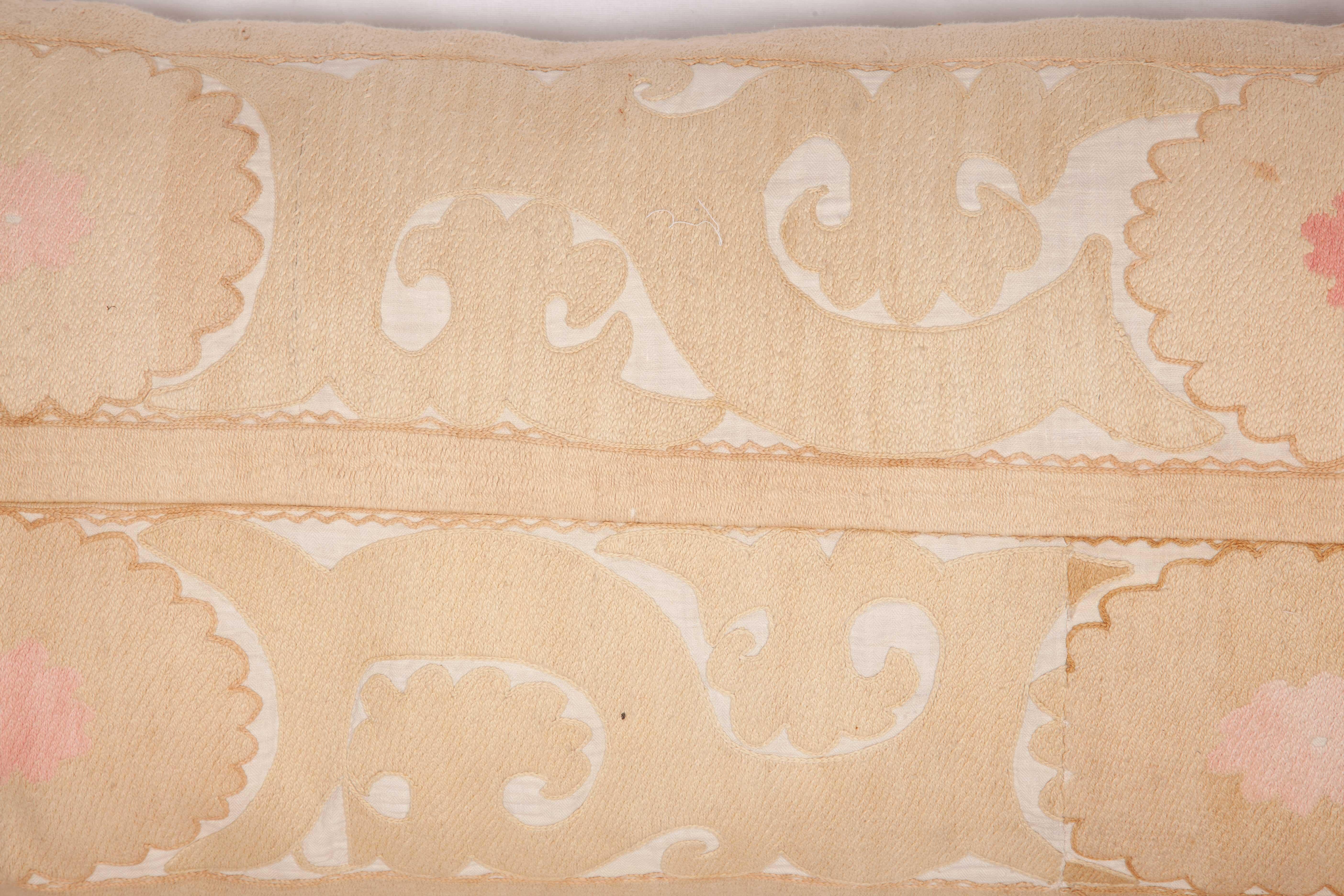 Cotton Suzani Lumbar Pillow Cases Made from a Vintage Uzbek Suzani, Mid-20th Century For Sale
