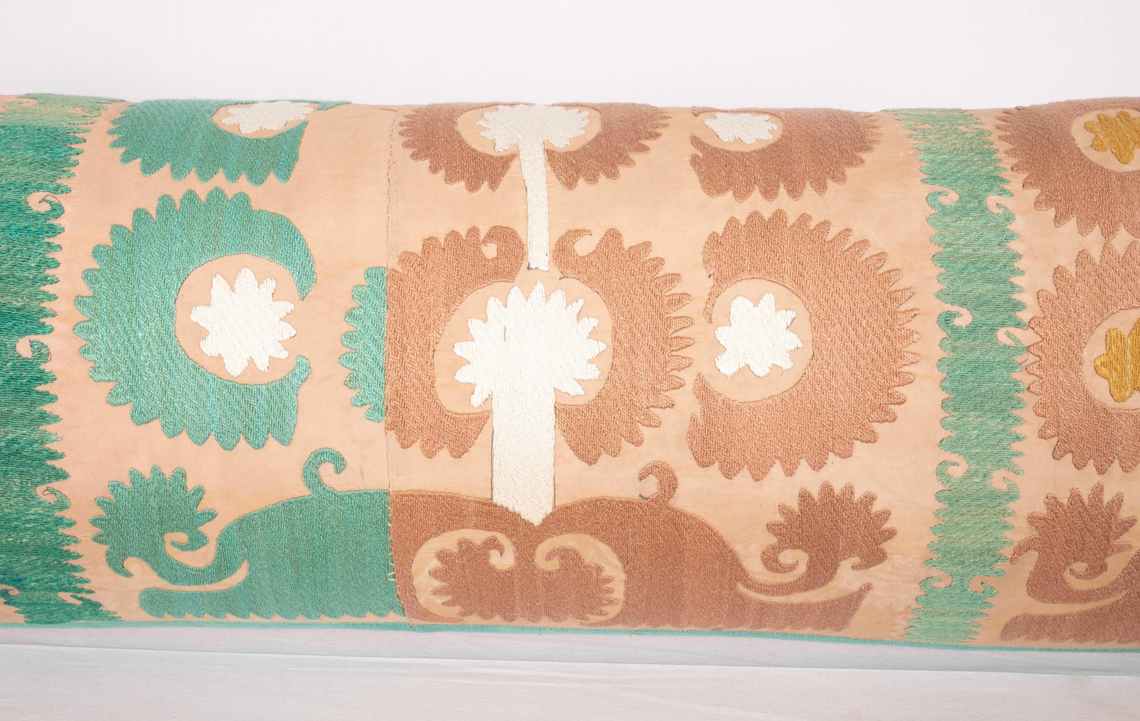 Embroidered Suzani Lumbar Pillowcase Made from a Vintage Uzbek Suzani, Mid-20th Century