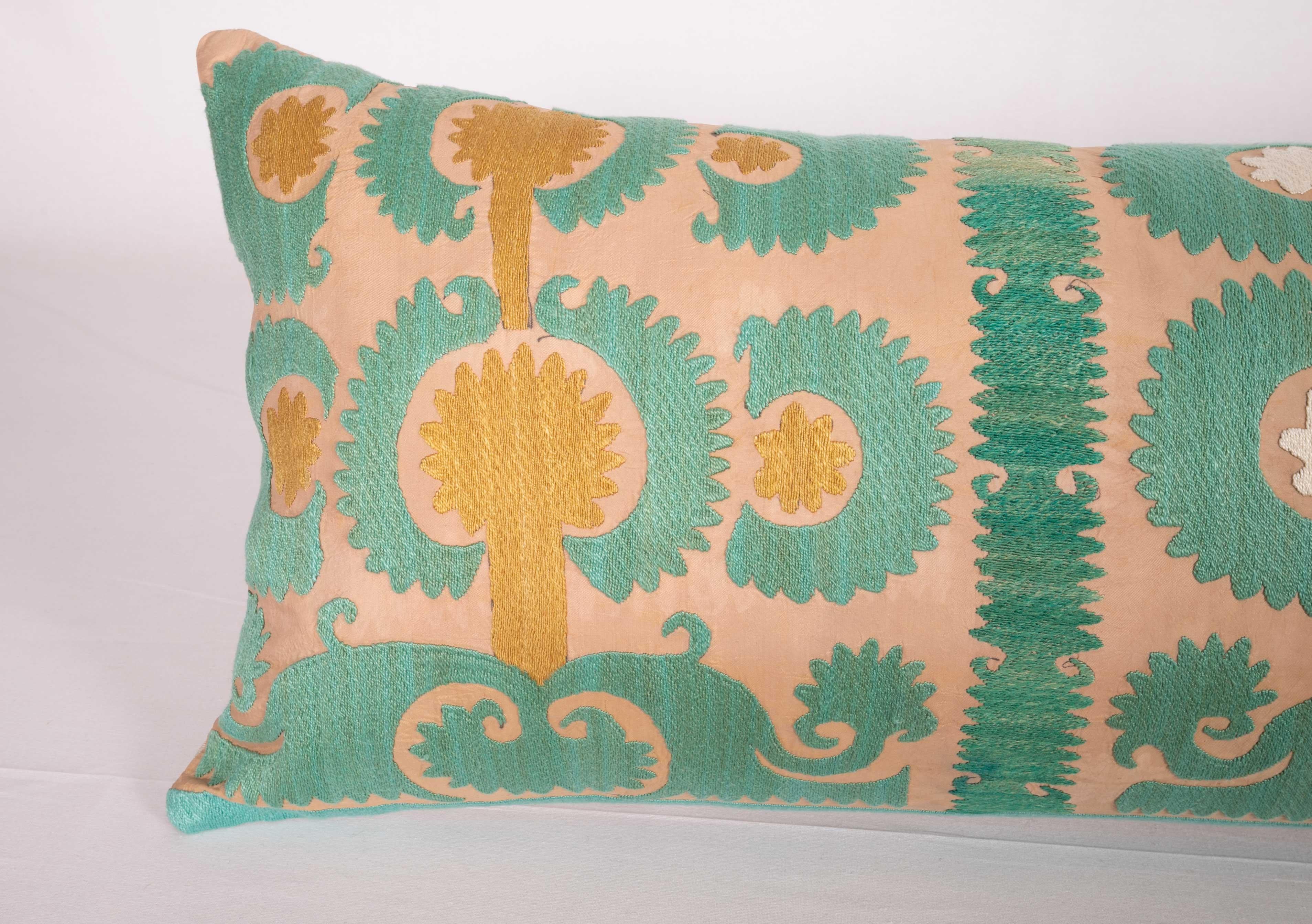 Suzani Lumbar Pillowcase Made from a Vintage Uzbek Suzani, Mid-20th Century In Good Condition In Istanbul, TR