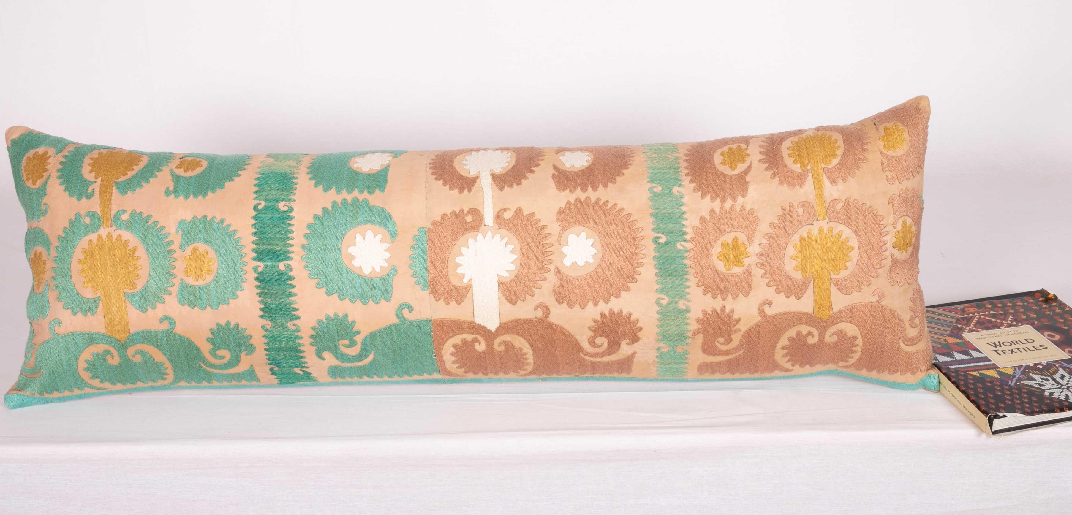 Cotton Suzani Lumbar Pillowcase Made from a Vintage Uzbek Suzani, Mid-20th Century