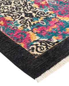 Suzani, One-of-a-Kind Hand-Knotted Area Rug, Black