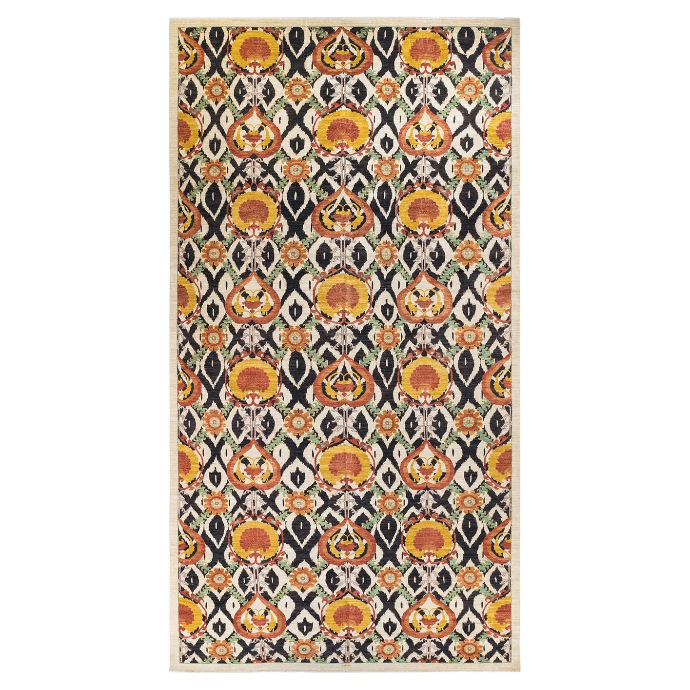 Suzani, One-of-a-Kind Hand-Knotted Area Rug, Ivory For Sale