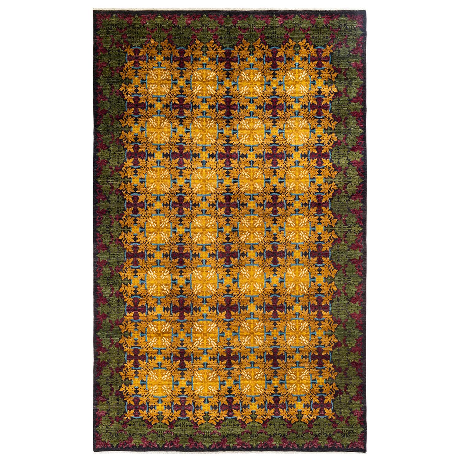 Suzani, One-of-a-Kind Hand-Knotted Area Rug, Red
