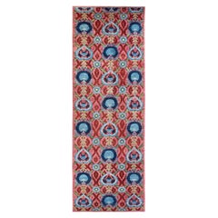 Suzani, One-of-a-Kind Hand-Knotted Runner, Pink