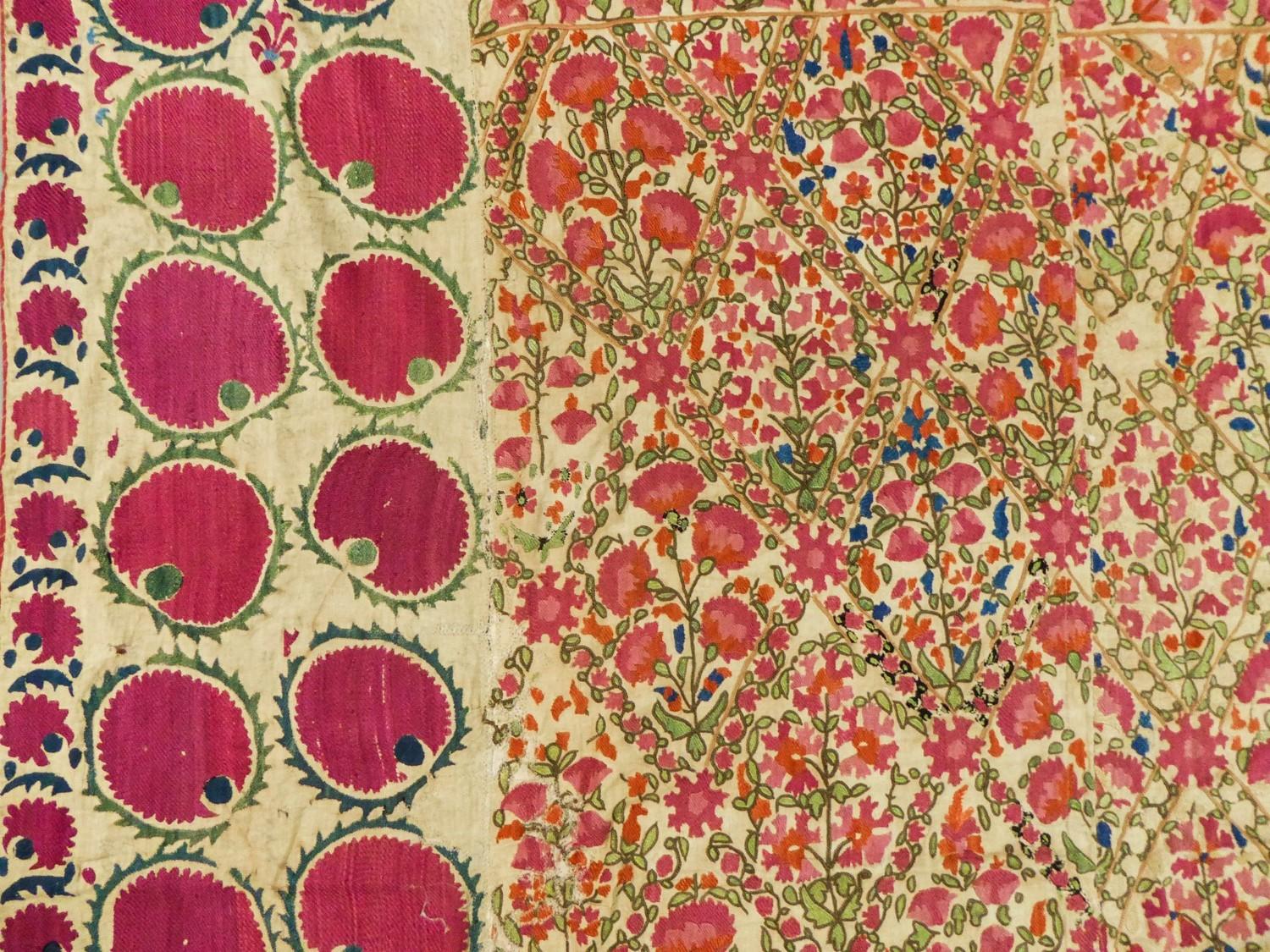 Suzani or Paradise’s Garden Embroidered with Silk - Uzbekistan late 19th Century 9