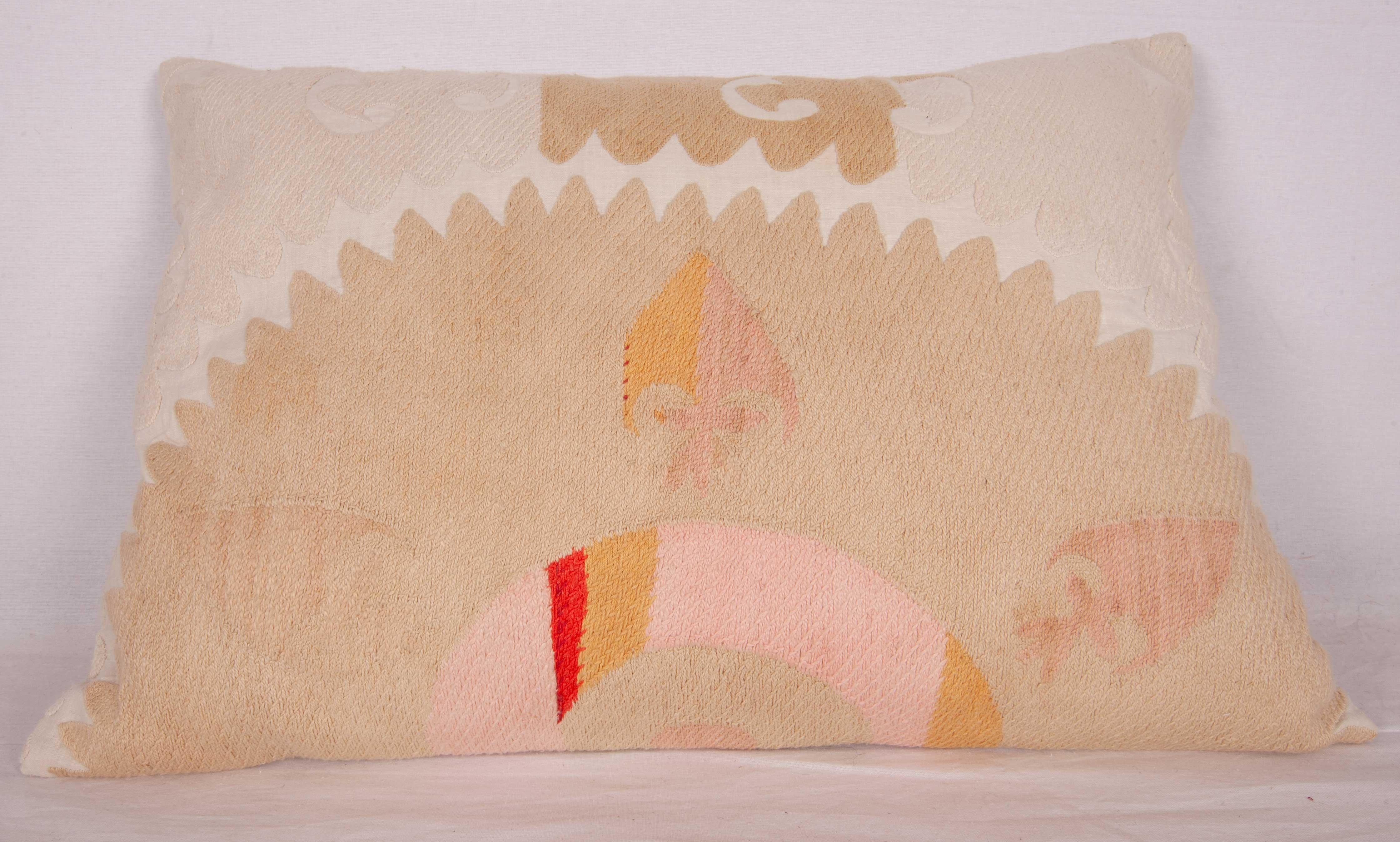 Embroidered Suzani Pillow Case Fashioned from Samarkand, Uzbekistan, Mid-20th Century