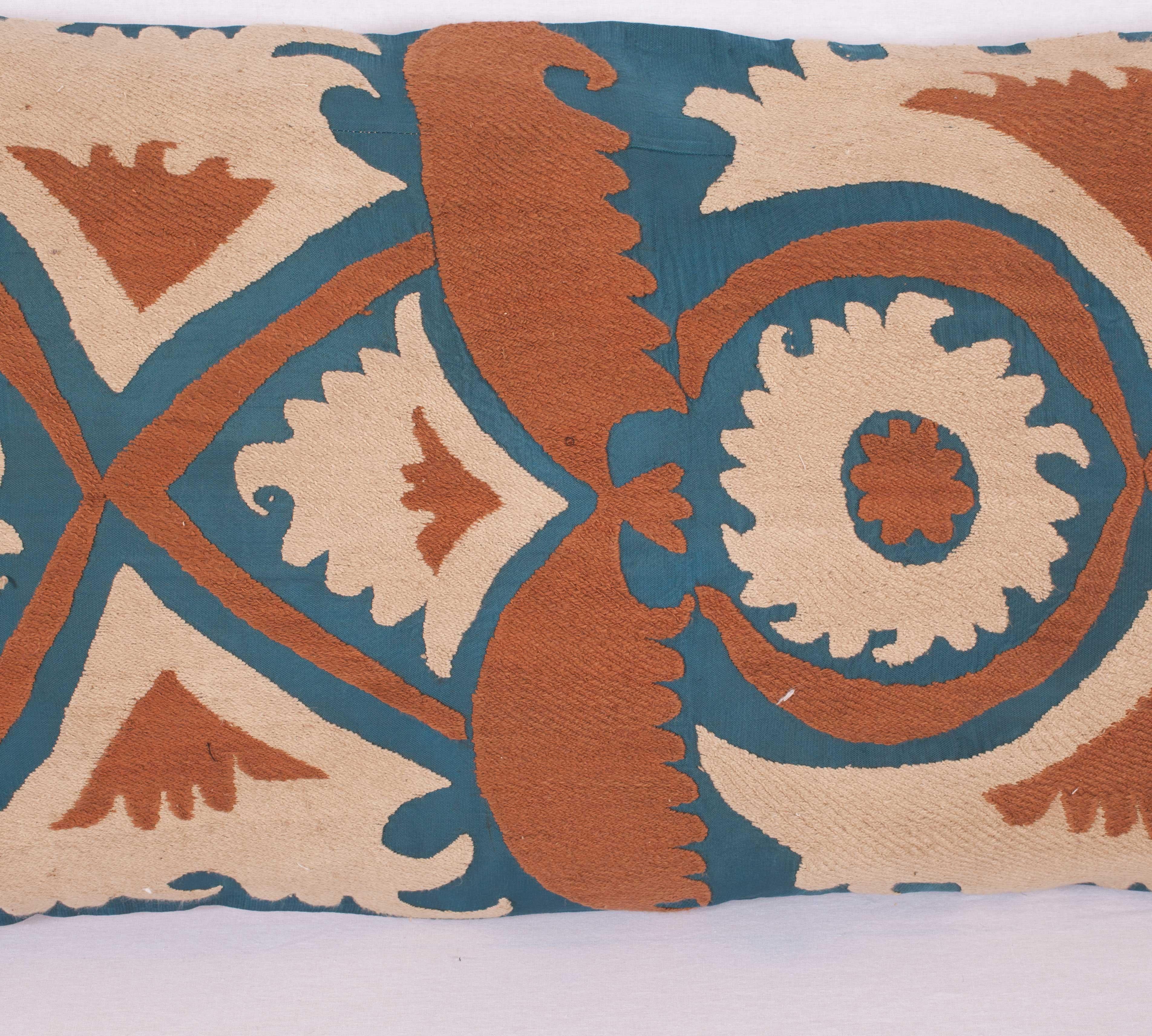 Embroidered Suzani Pillow Case, Fashioned from a Mid-20th Century Samarkand Suzani
