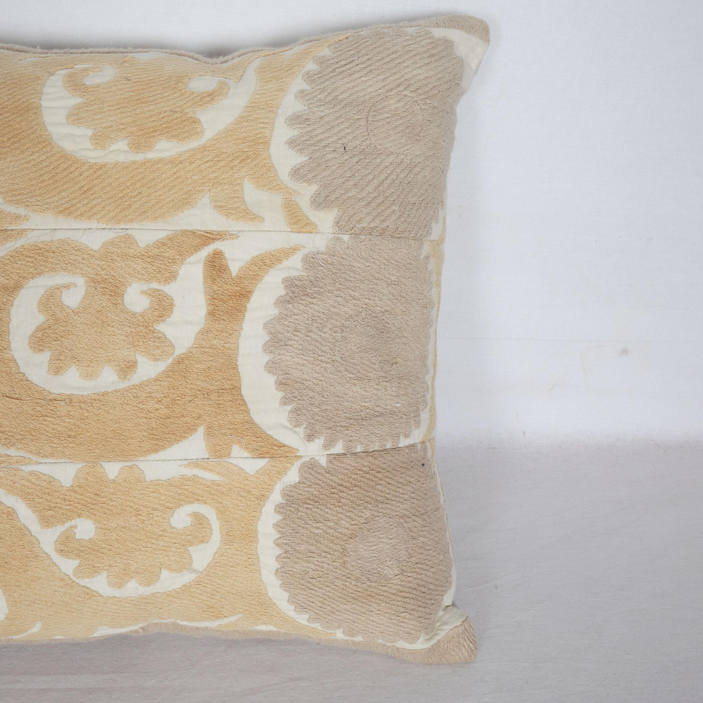 Cotton Suzani Pillow Case Fashioned from a Mid-20th Century Uzbek Suzani