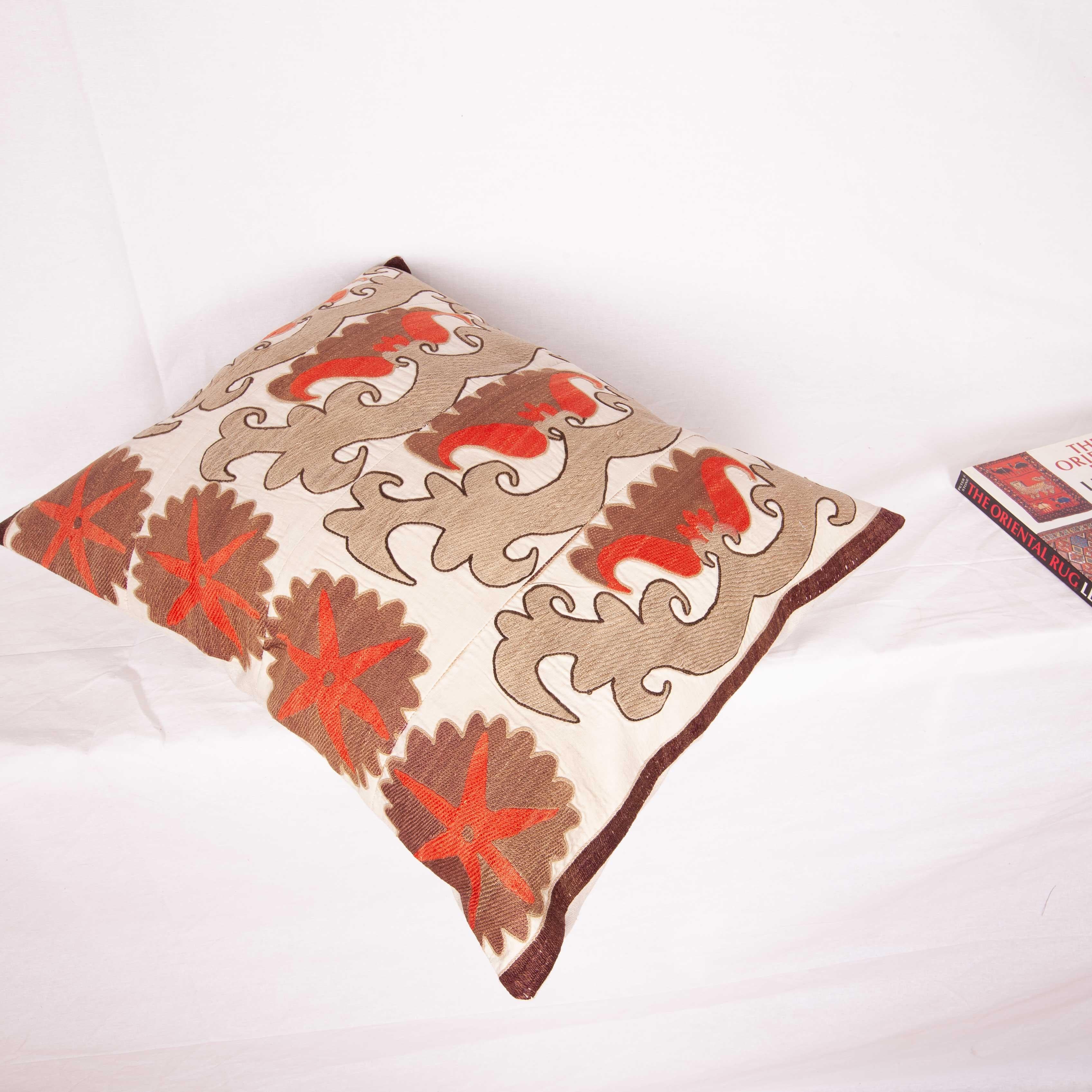 Cotton Suzani Pillow Case Fashioned from an Early 20th Century Uzbek Suzani