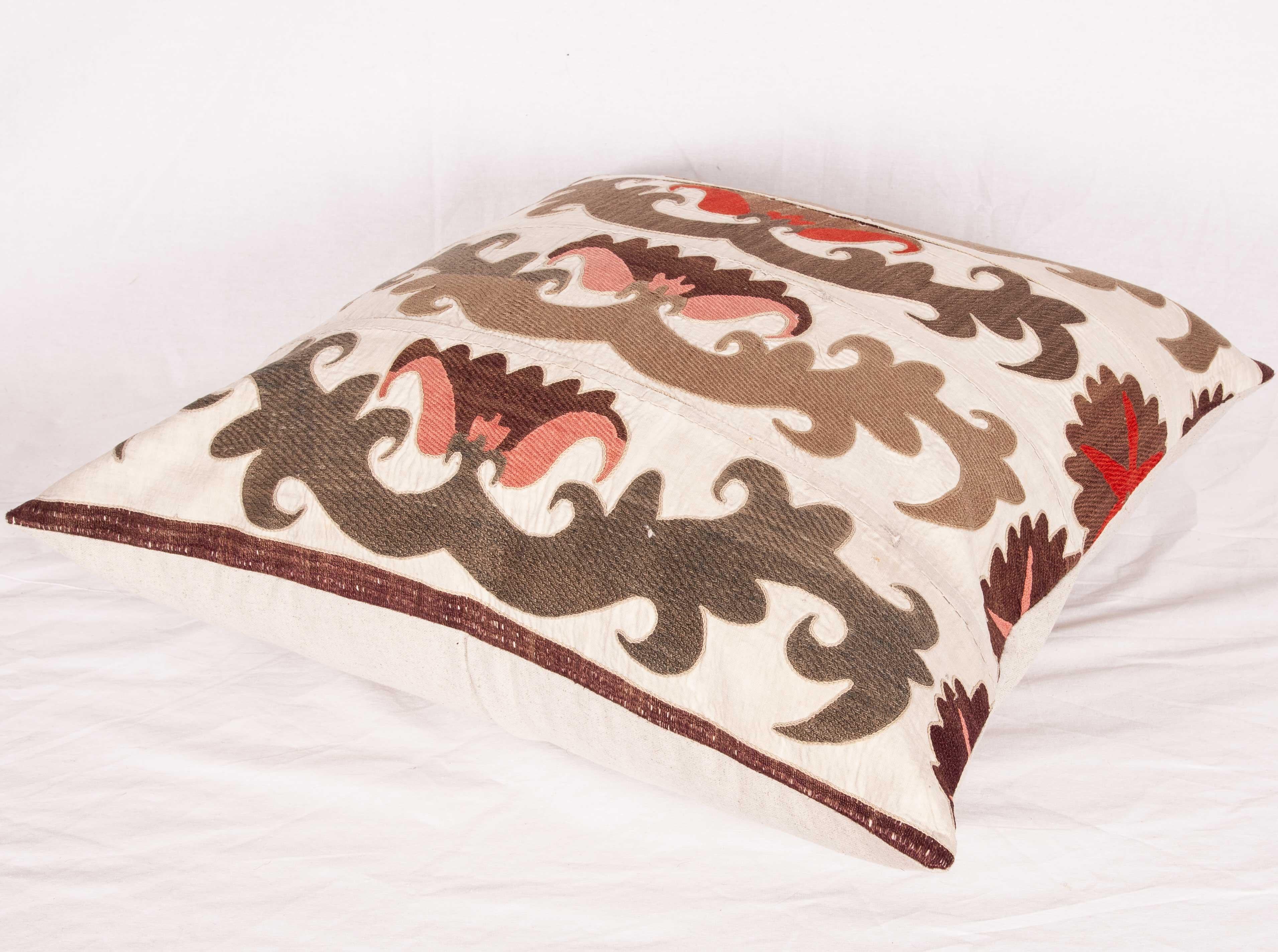 Cotton Suzani Pillow Case Fashioned from an Early 20th Century Uzbek Suzani For Sale