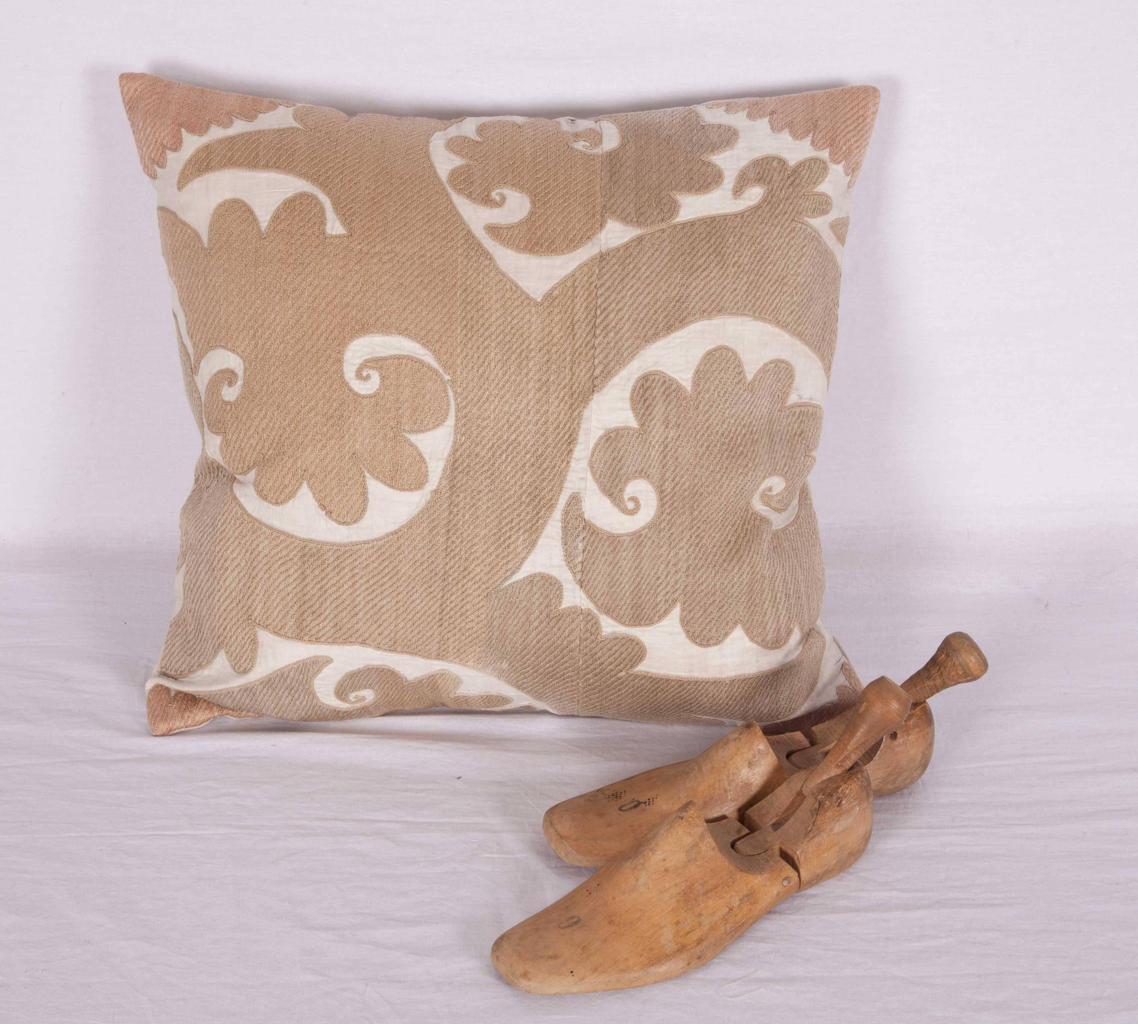 Embroidered Suzani Pillow Case Fashioned from Mid-20th Century Samarkand Suzani, Uzbekistan