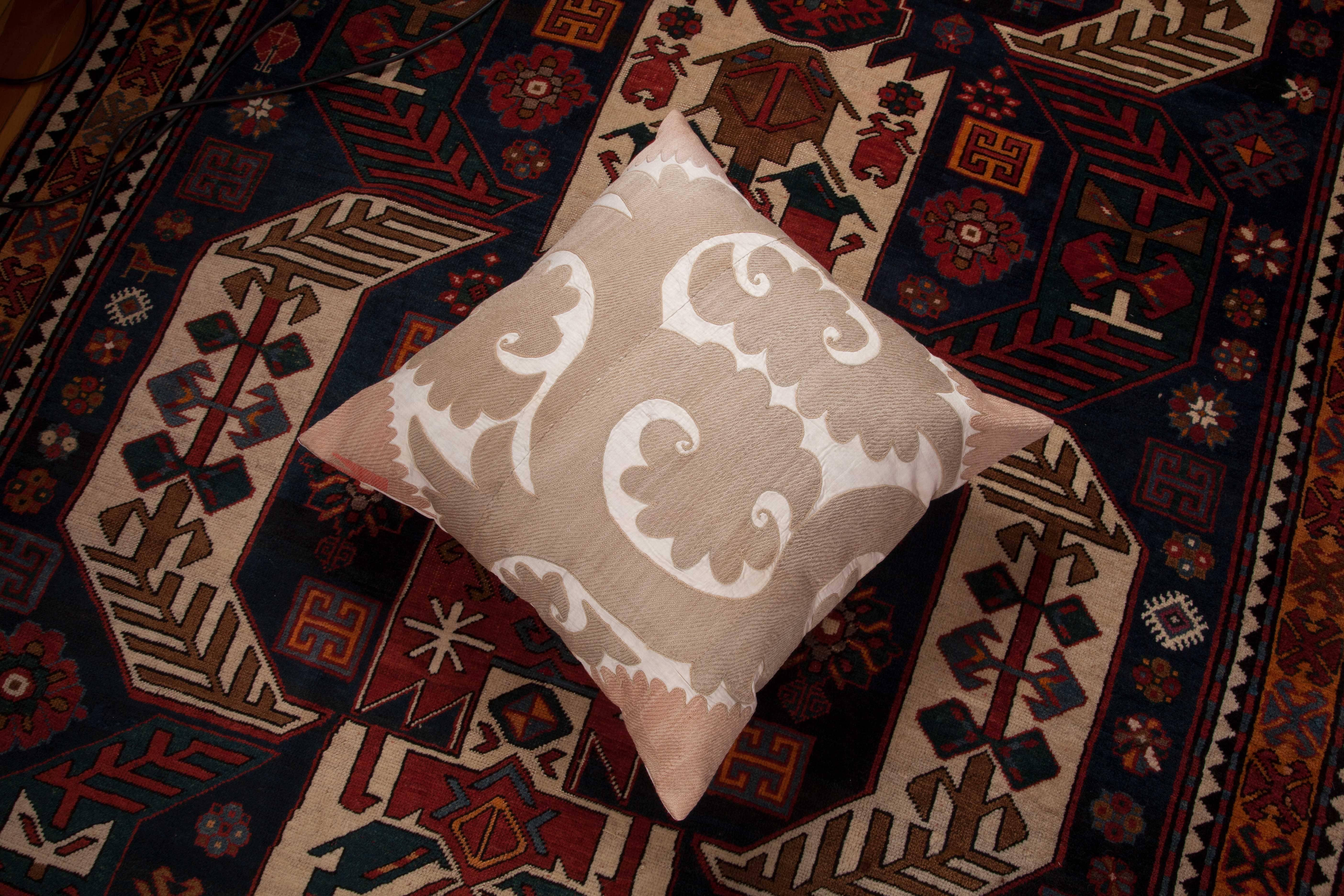 Suzani Pillow Case Fashioned from Mid-20th Century Samarkand Suzani, Uzbekistan 1