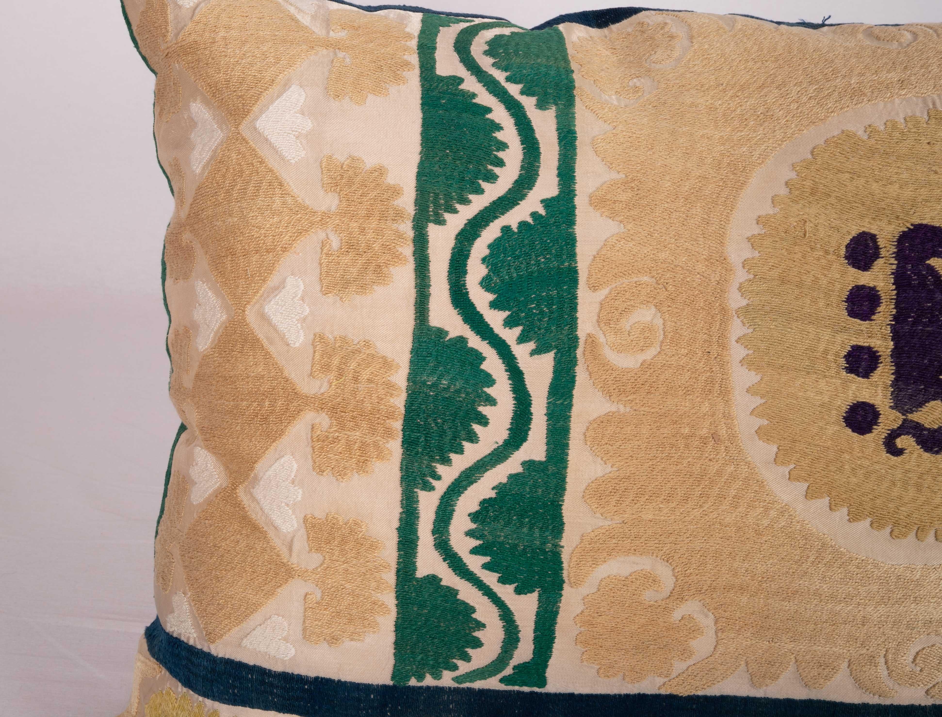 Embroidered Suzani Pillow Case, Made from a Mid 20th C. Uzbek Suzani For Sale