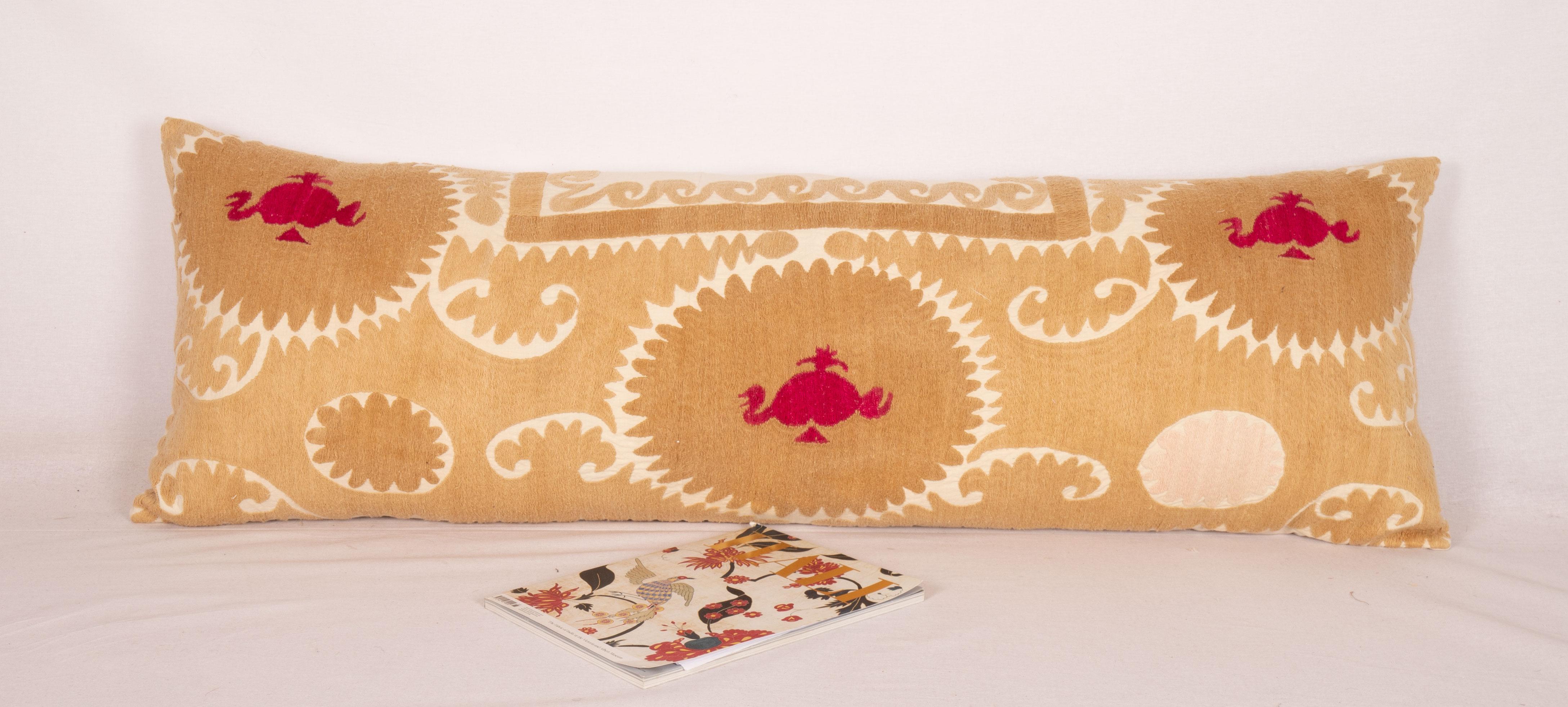 Embroidered Suzani Pillow Case, Made from a Mid 20th C. Uzbek Suzani
