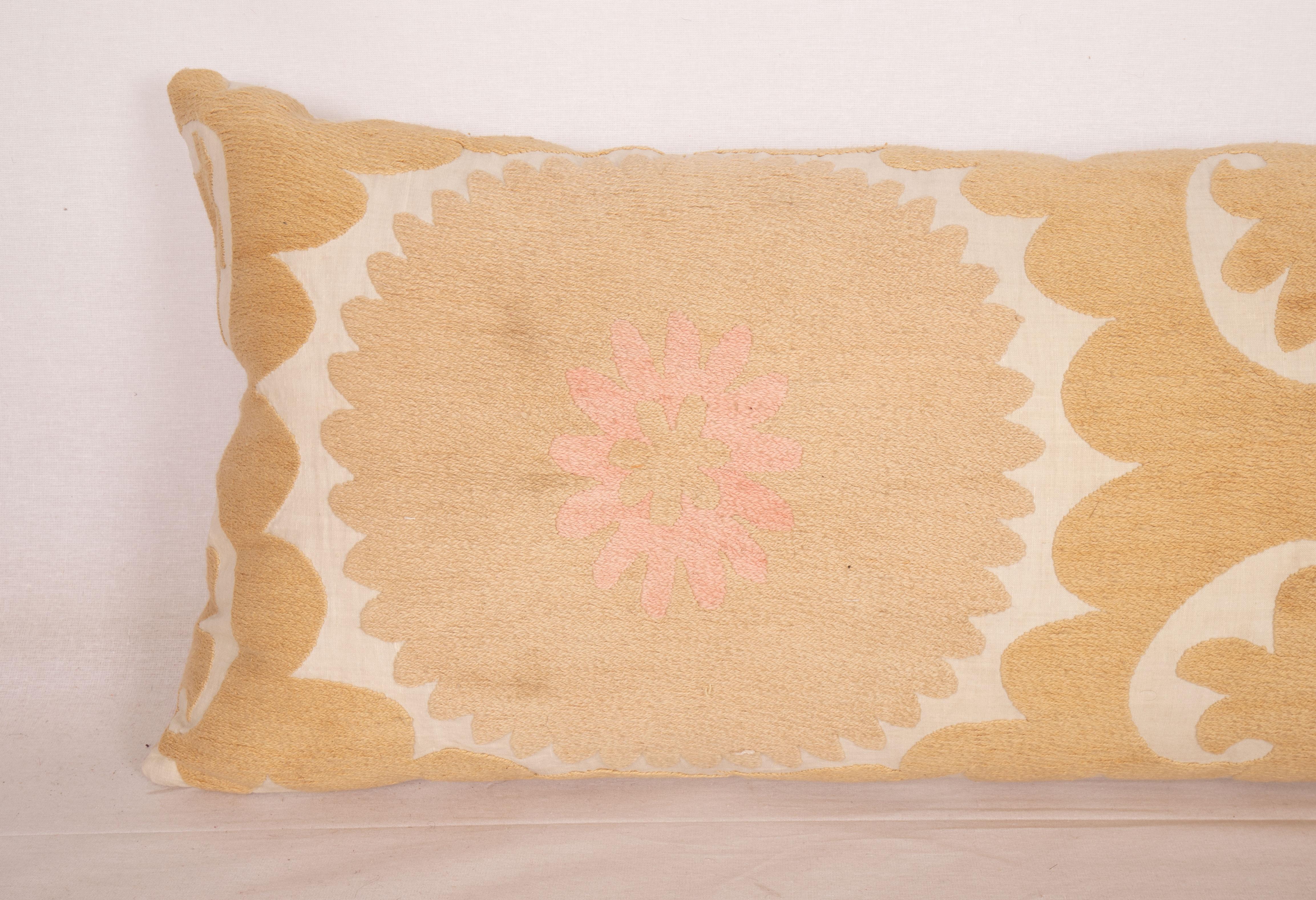 Embroidered Suzani Pillow Case, Made from a Mid 20th C. Uzbek Suzani For Sale